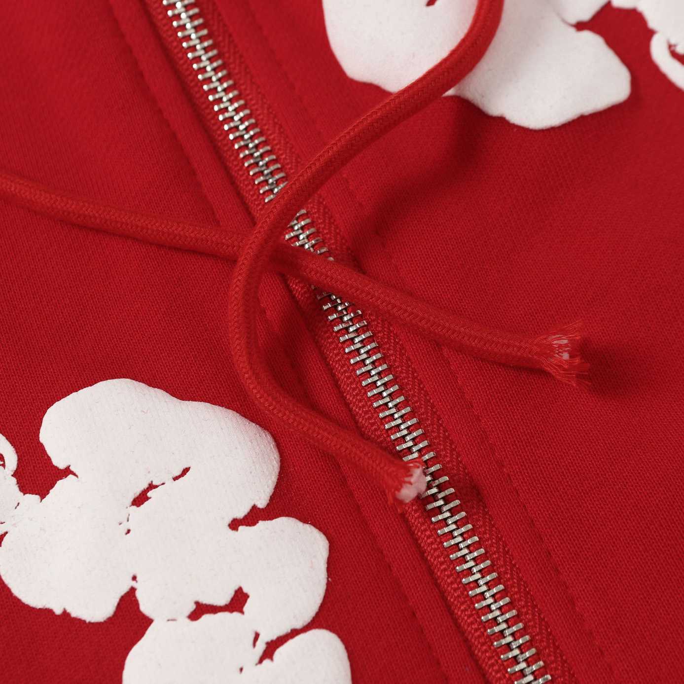 Denim Tears Cotton Wreath Zip Hoodie Red - FashionPlug