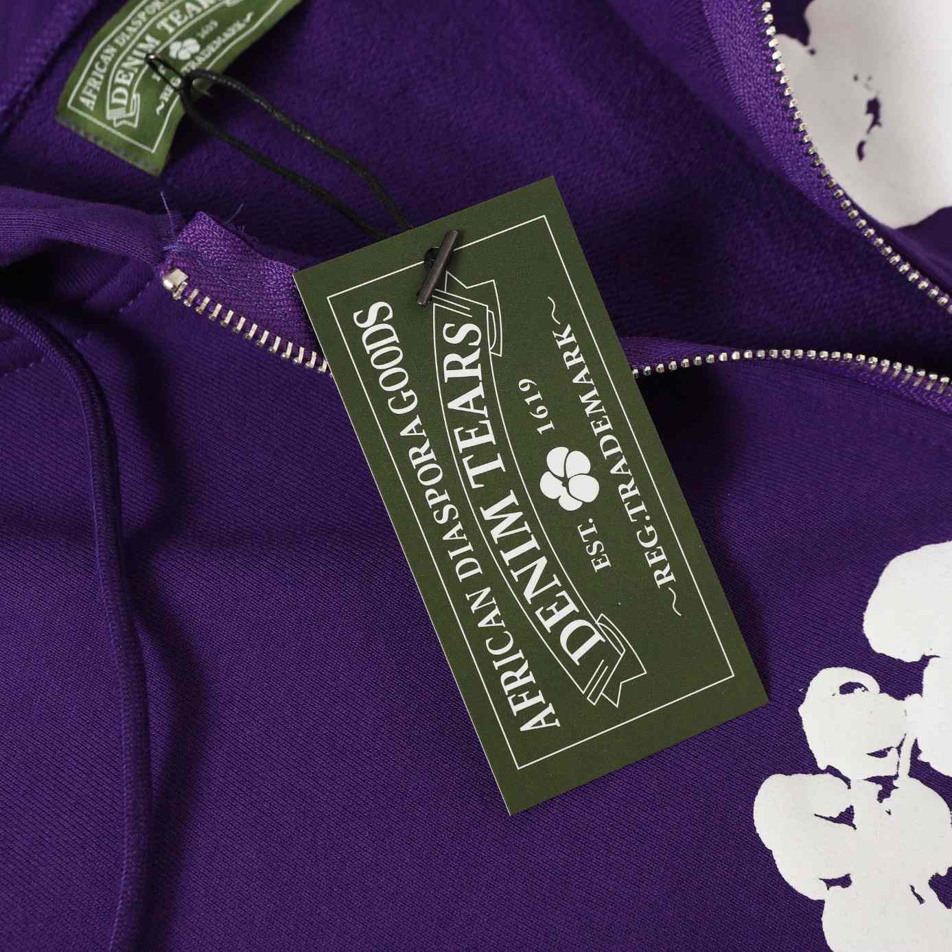 Denim Tears Cotton Wreath Zip Hoodie Purple - FashionPlug