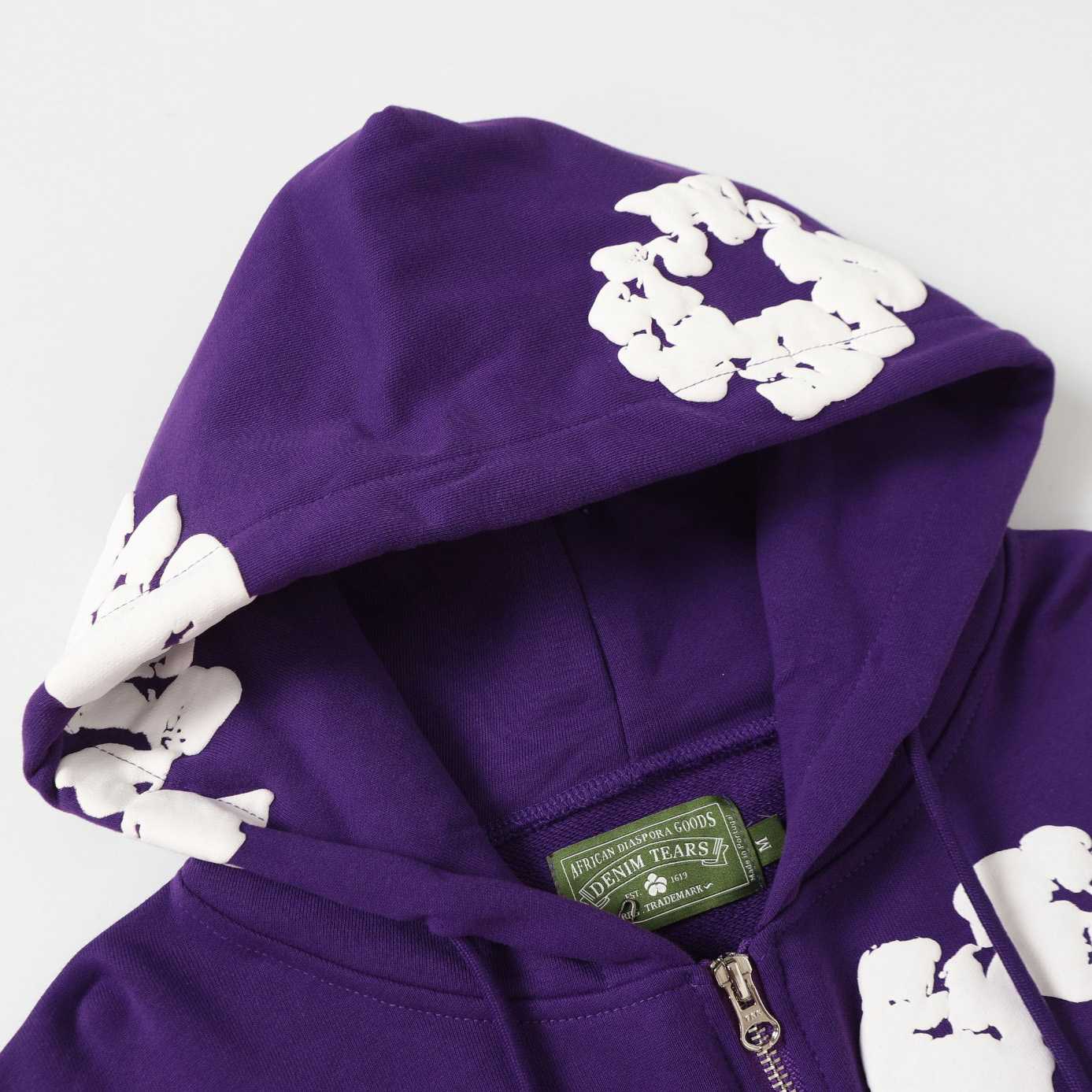 Denim Tears Cotton Wreath Zip Hoodie Purple - FashionPlug