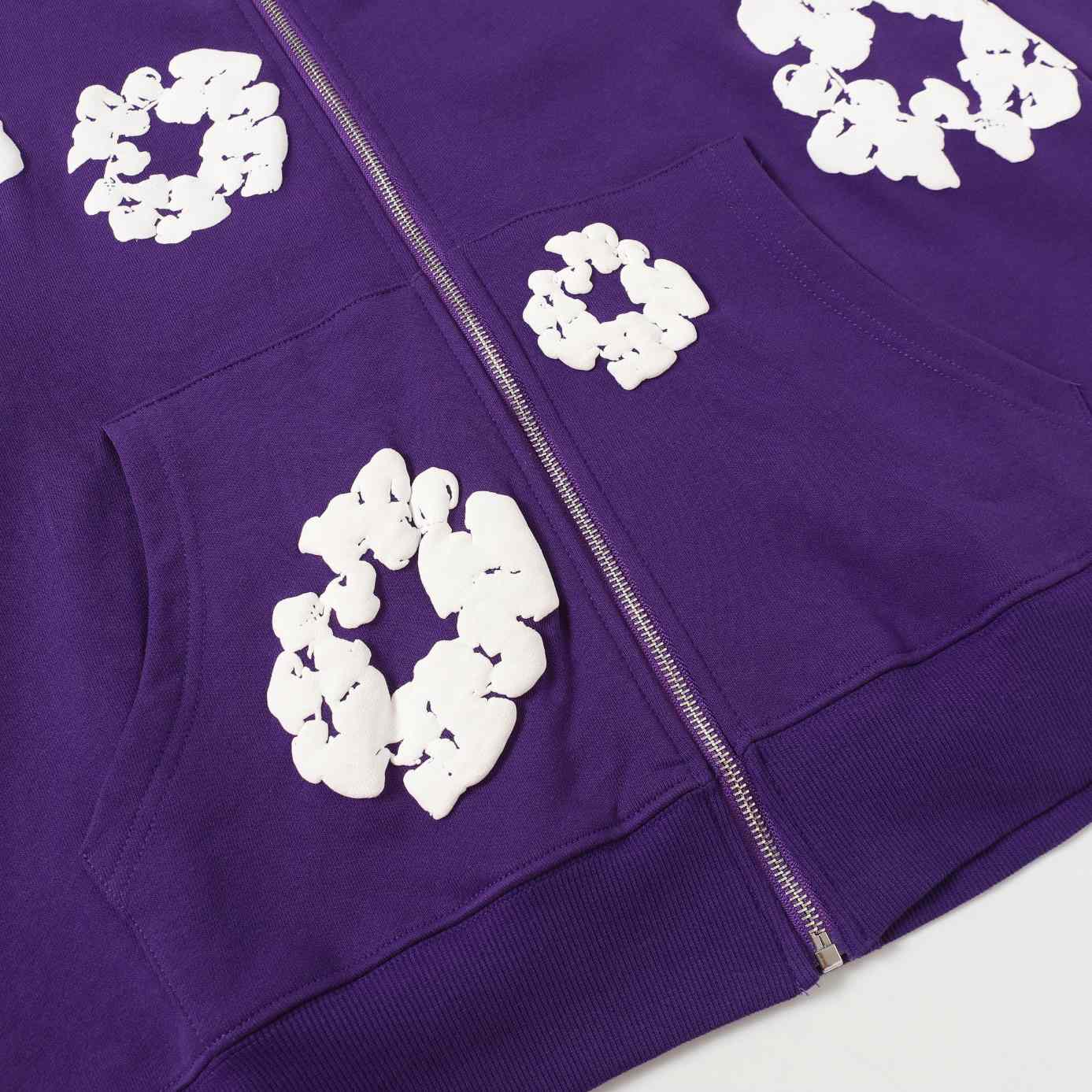 Denim Tears Cotton Wreath Zip Hoodie Purple - FashionPlug