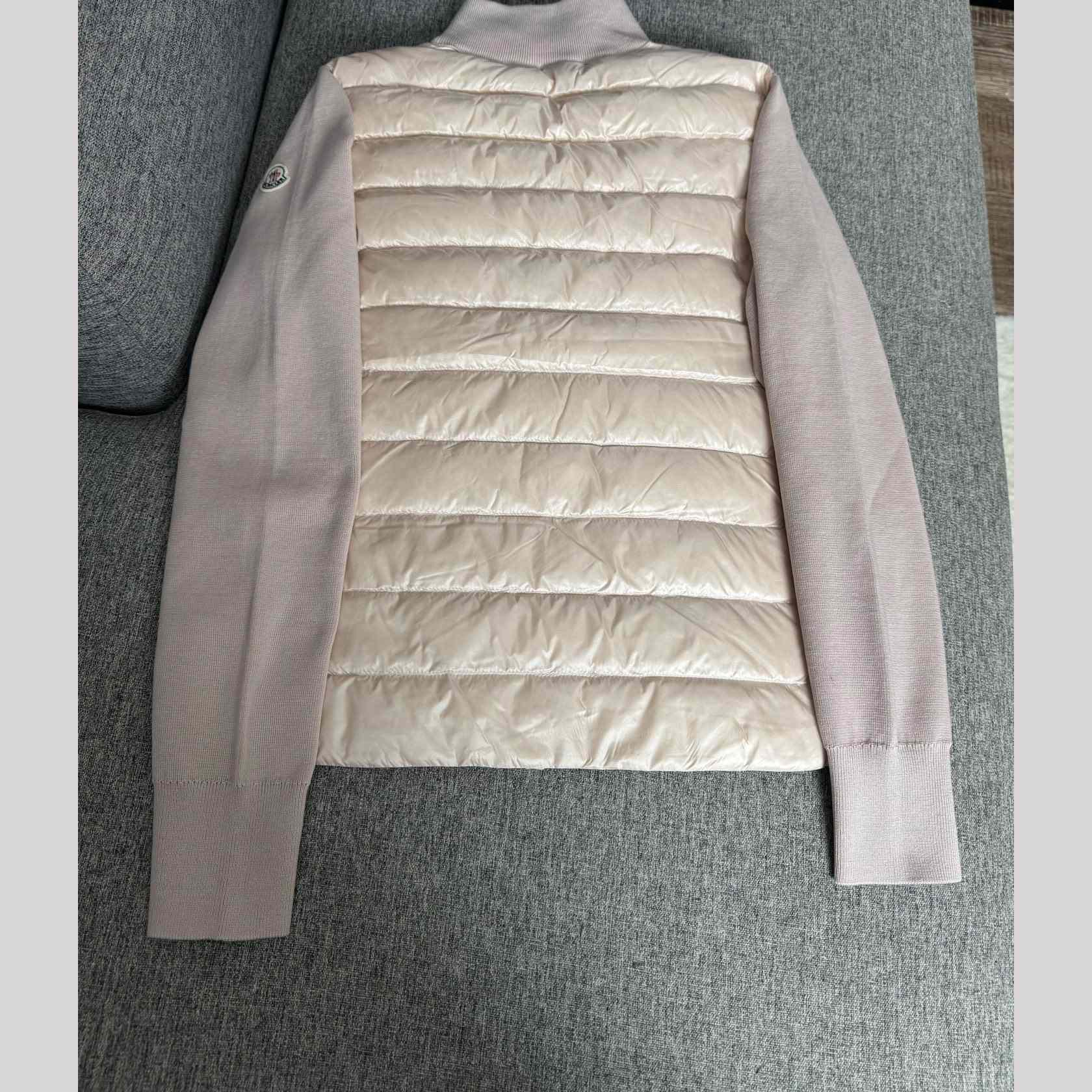 Moncler Padded Wool Zip-Up Cardigan In Pink    Z503 - FashionPlug