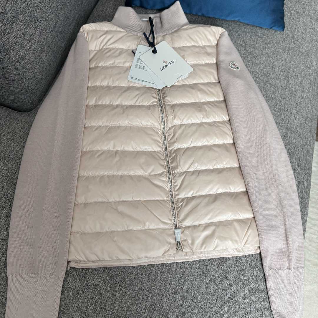 Moncler Padded Wool Zip-Up Cardigan In Pink    Z503 - FashionPlug