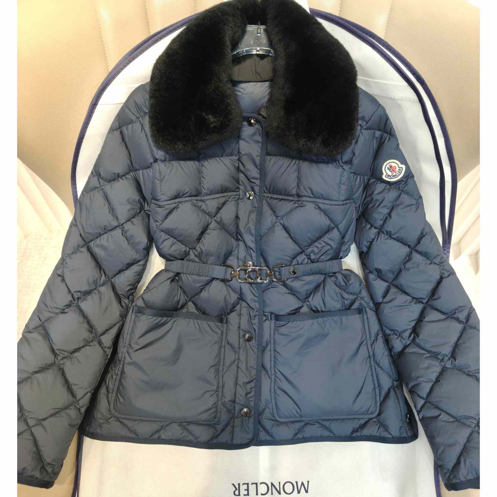 Moncler Cygne Faux Fur-Trimmed Short Down Jacket - FashionPlug