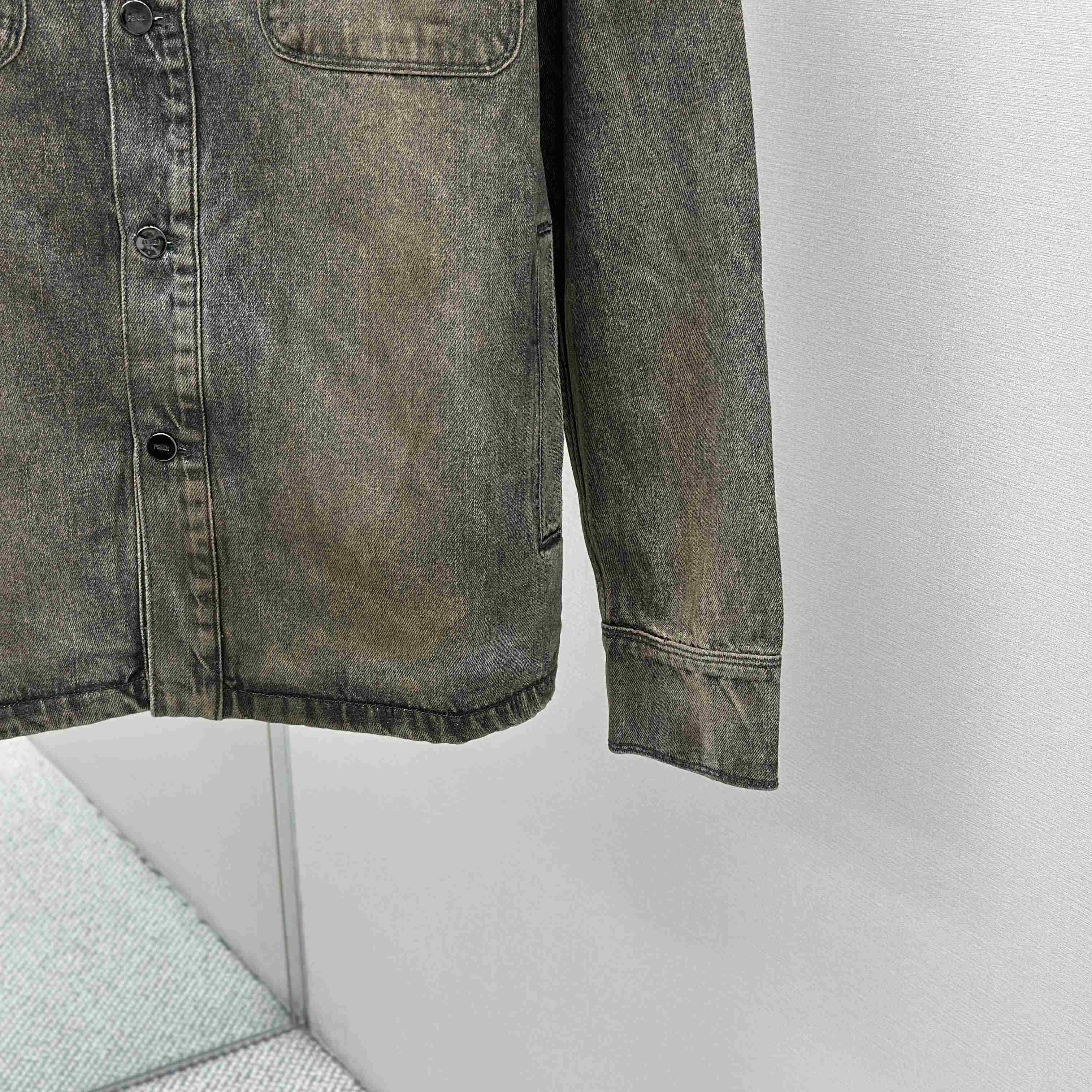 Fendi Grey Overdyed Denim Shirt - FashionPlug