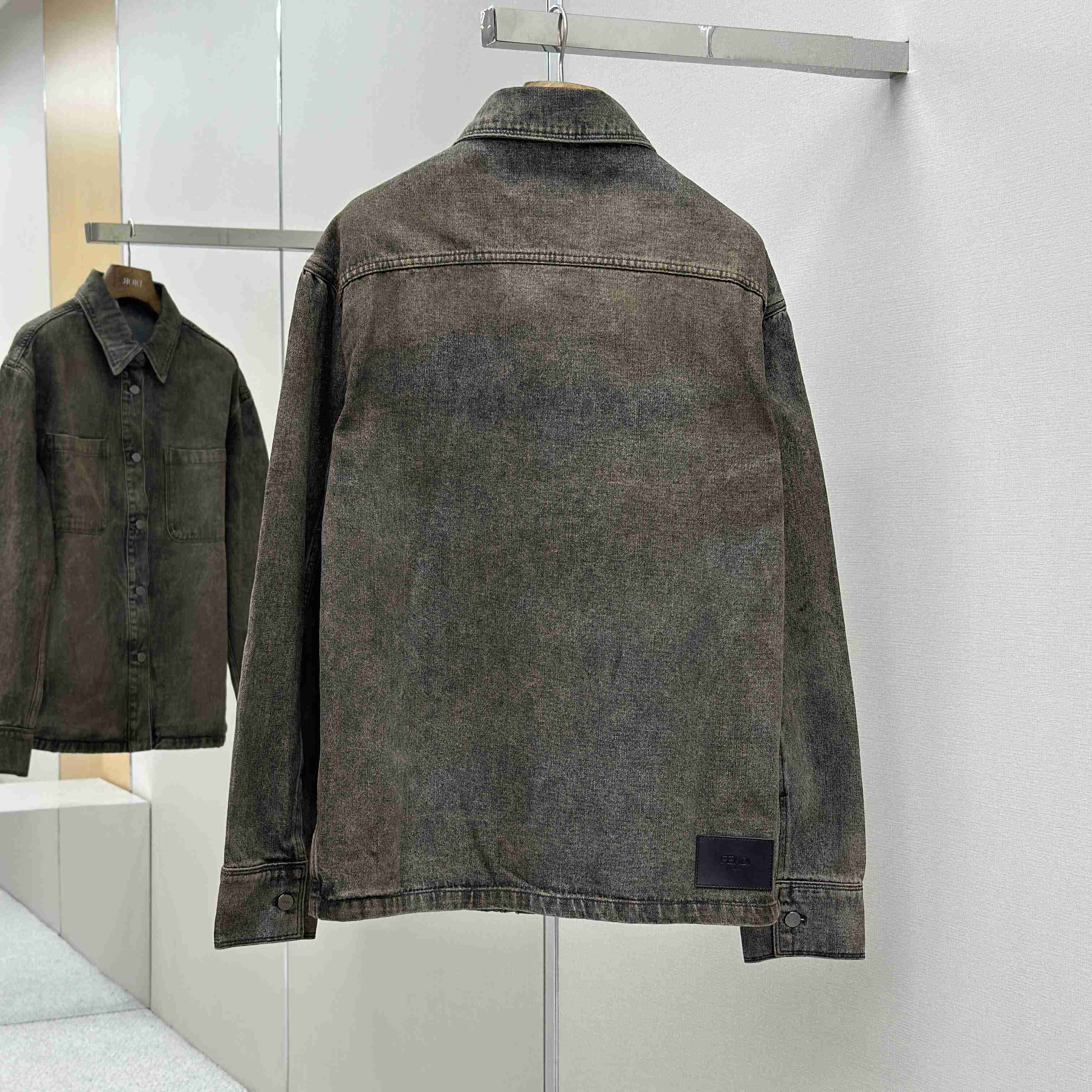Fendi Grey Overdyed Denim Shirt - FashionPlug