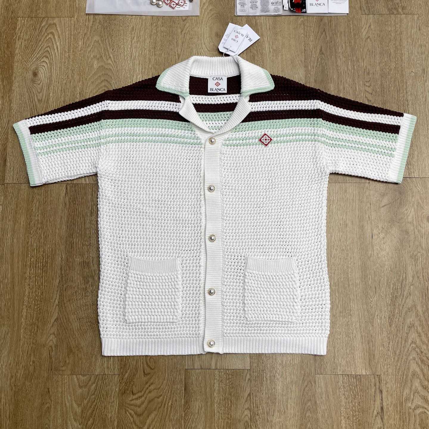 Casablanca Cotton Tennis Short Sleeve Crochet Shirt    Z6033 - FashionPlug