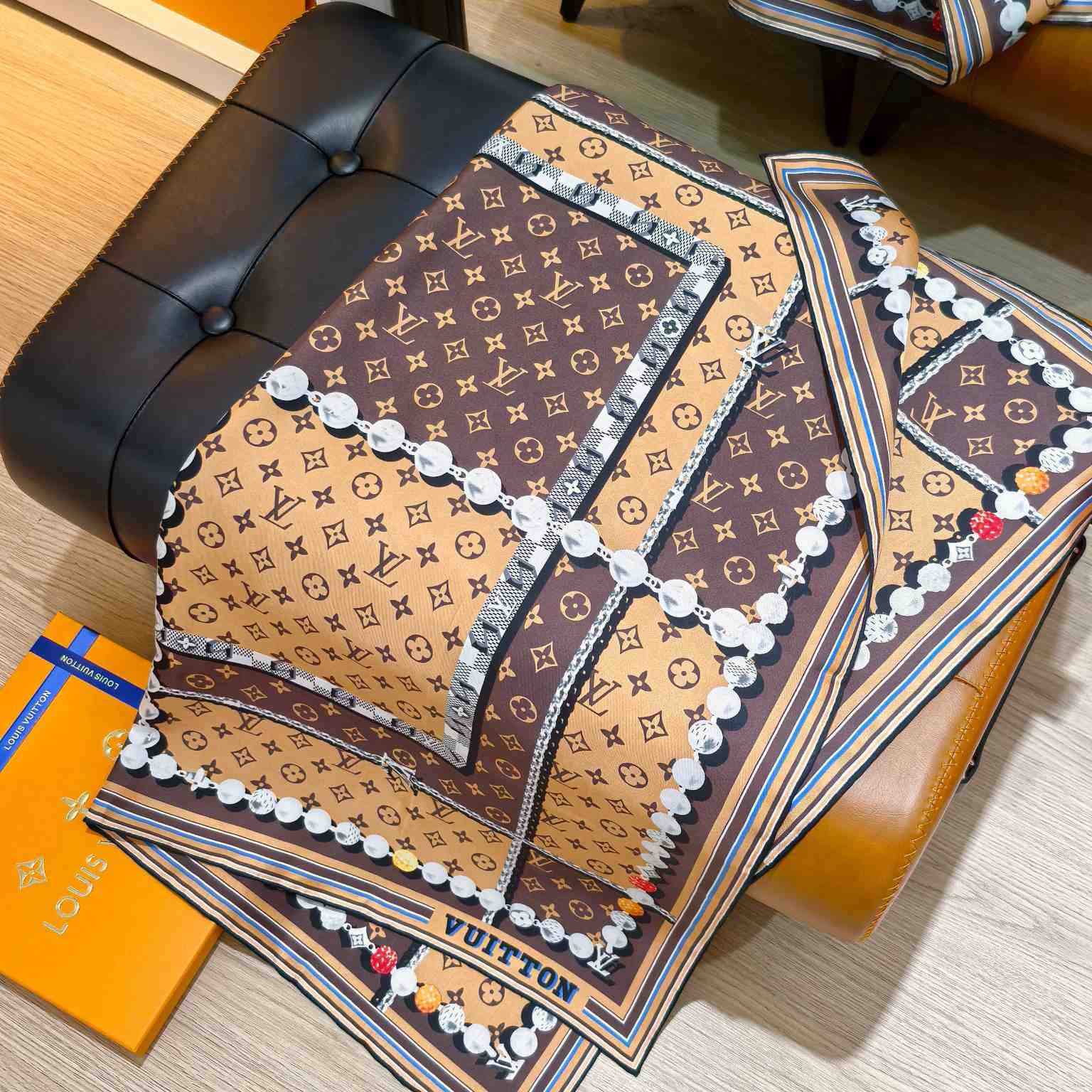 Louis Vuitton Dandy Monogram Silk Square   M94848 - FashionPlug