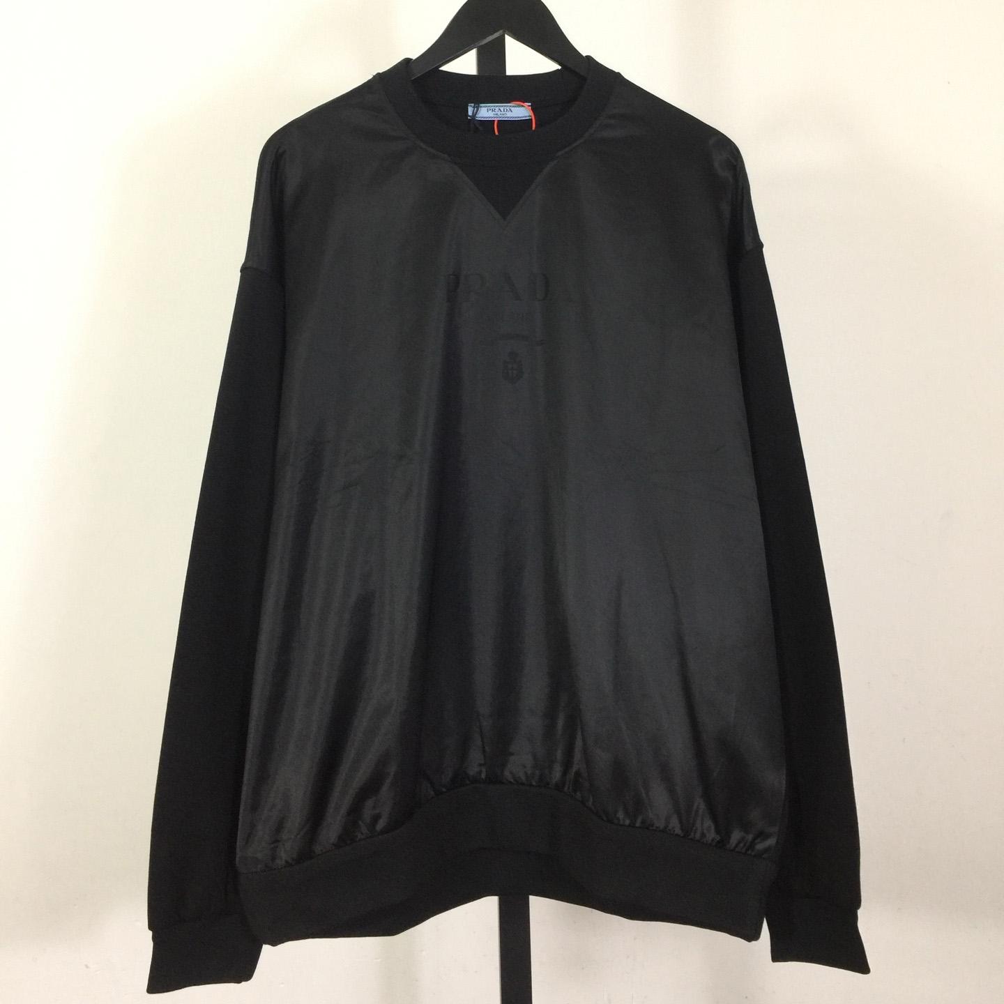 Prada Recycled Nylon Fleece-Sleeve Pullover Top - FashionPlug