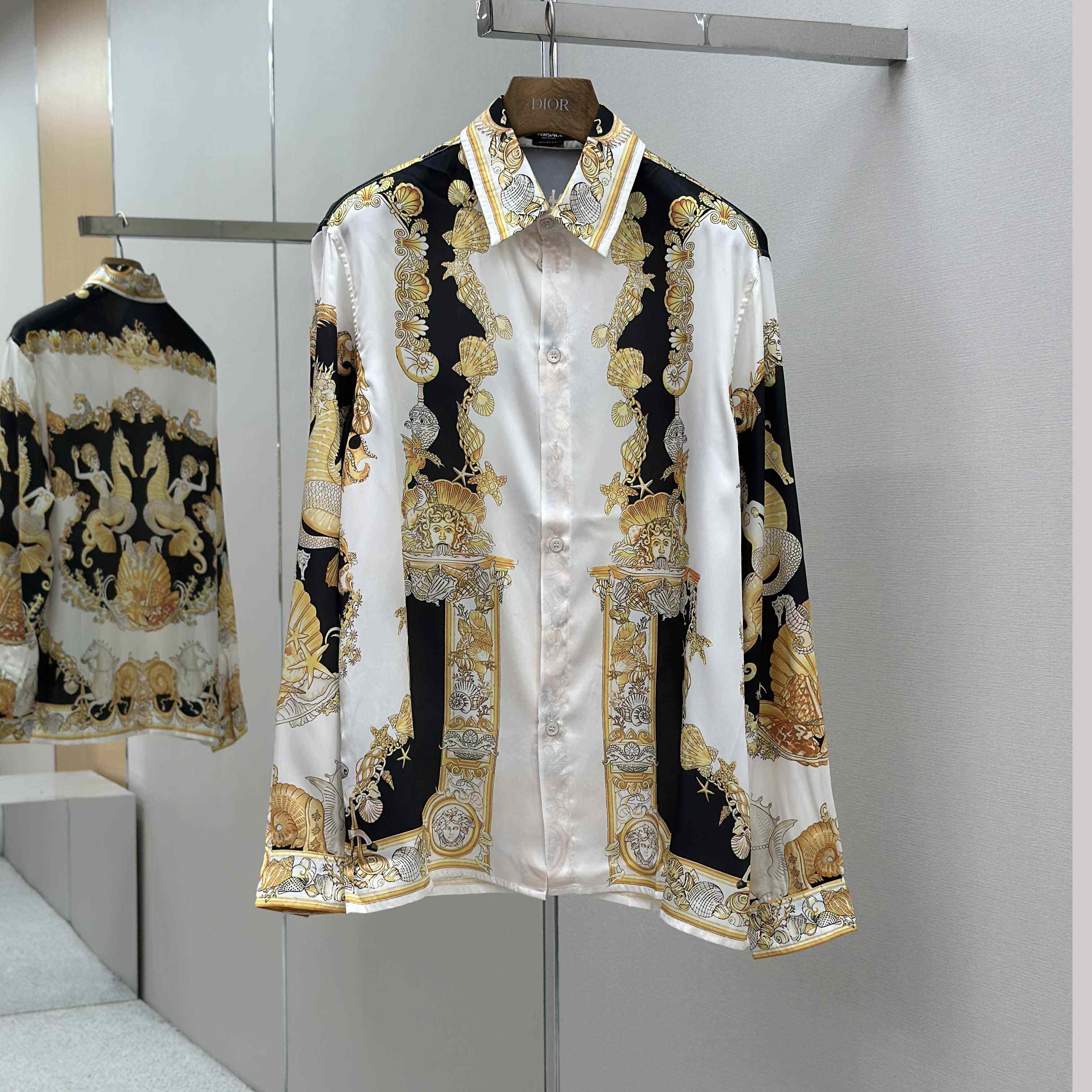 Versace Coral Theatre Silk Shirt - FashionPlug