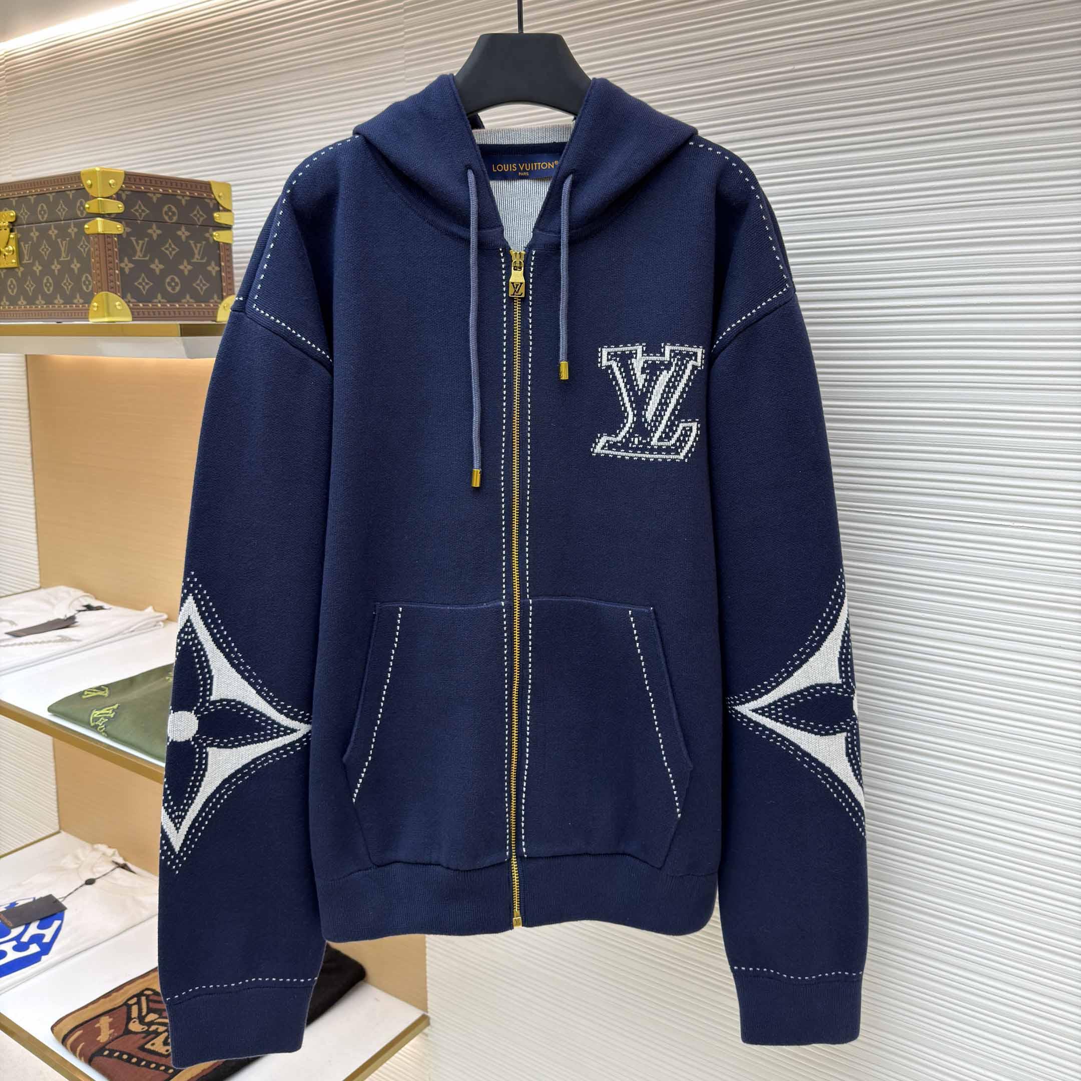 Louis Vuitton Graphic Intarsia Zipped Cotton Hoodie  - FashionPlug