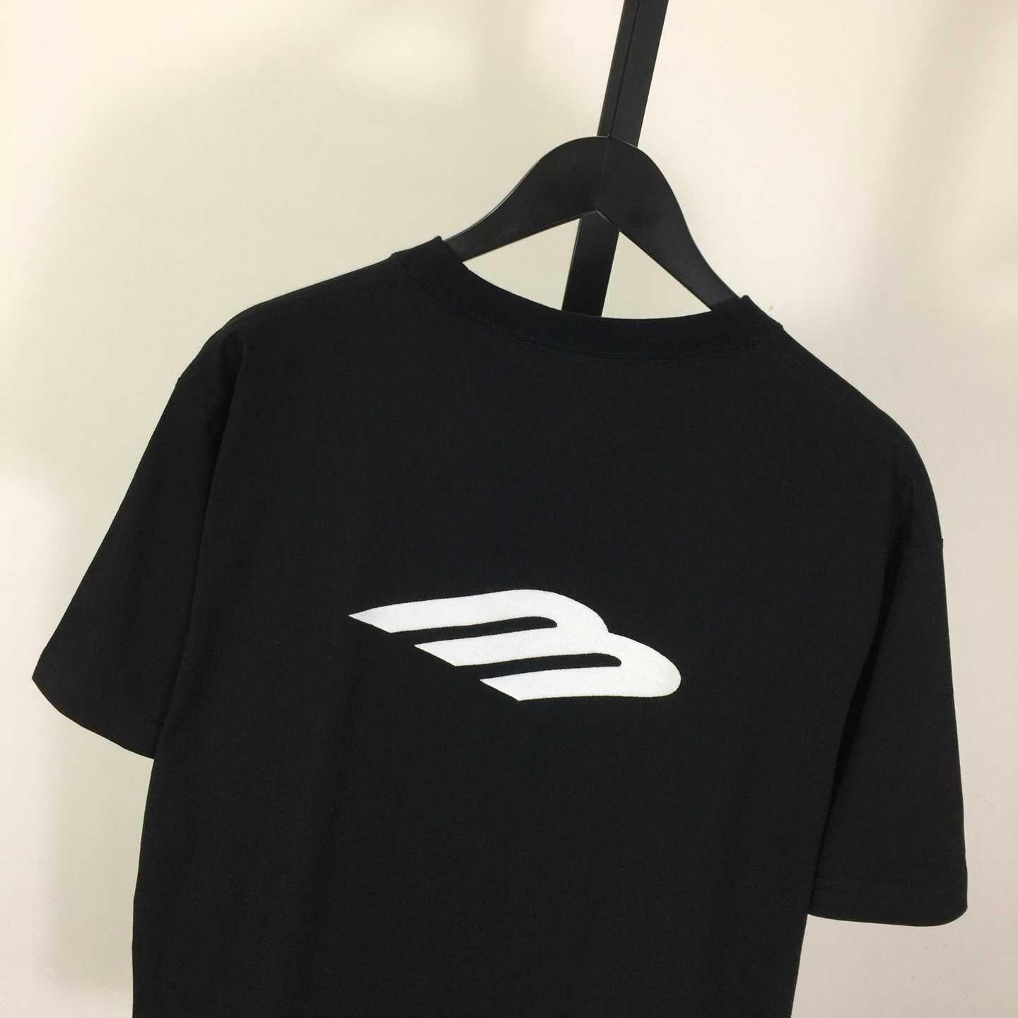 Balenciaga 3B Sports Icon T-Shirt In Washed Black Dry Fleece - FashionPlug