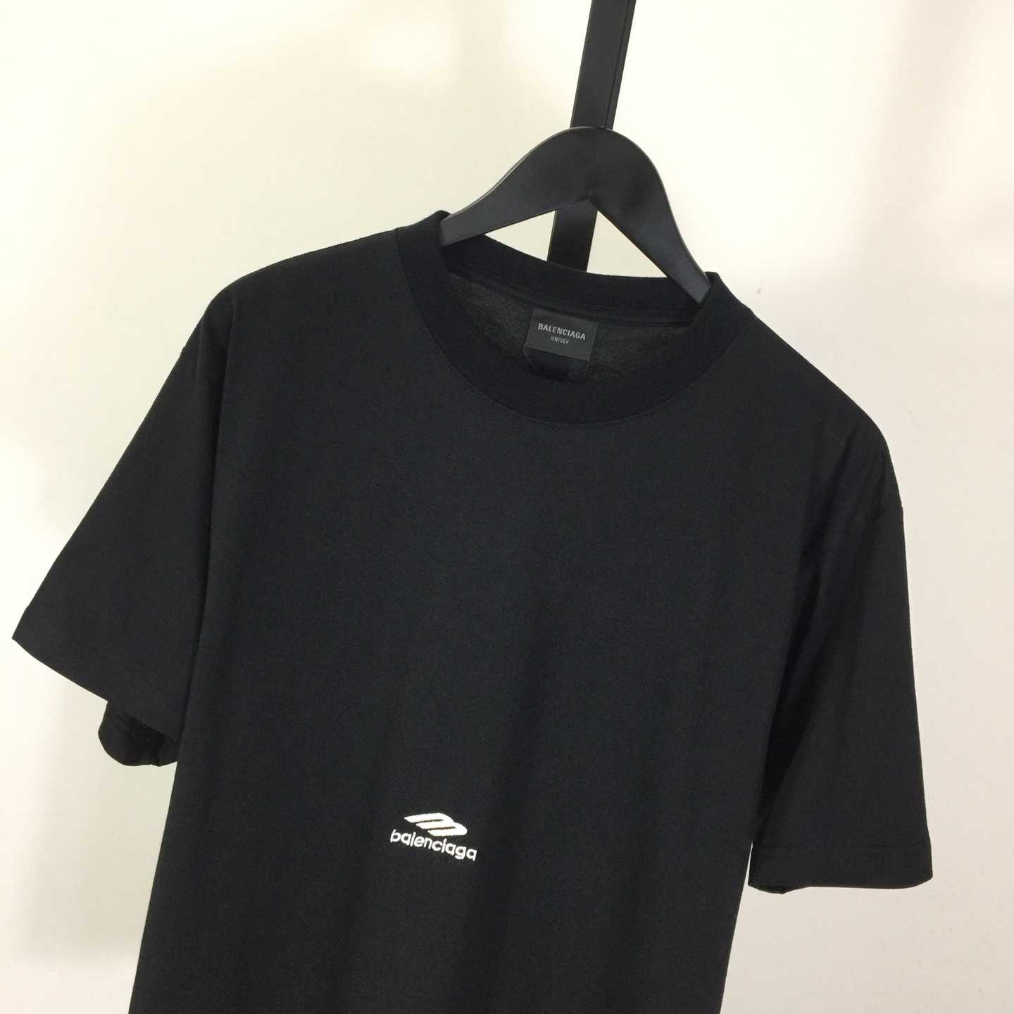 Balenciaga 3B Sports Icon T-Shirt In Washed Black Dry Fleece - FashionPlug