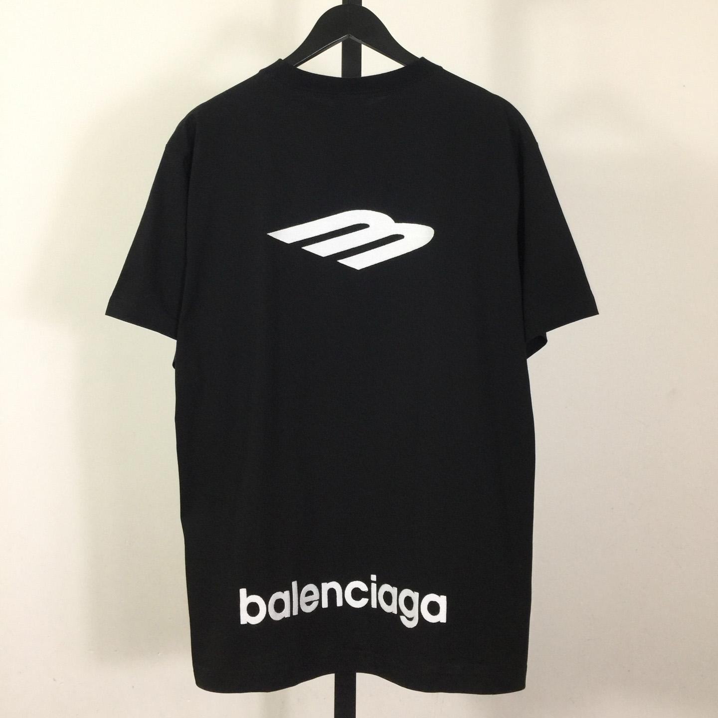 Balenciaga 3B Sports Icon T-Shirt In Washed Black Dry Fleece - FashionPlug