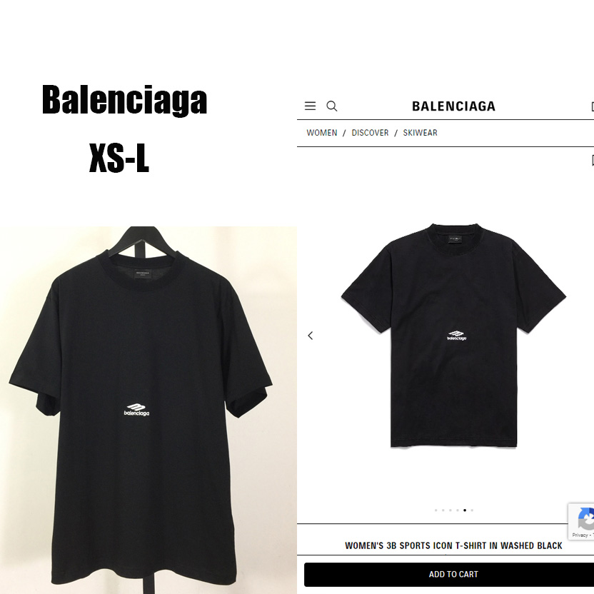 Balenciaga 3B Sports Icon T-Shirt In Washed Black Dry Fleece - FashionPlug