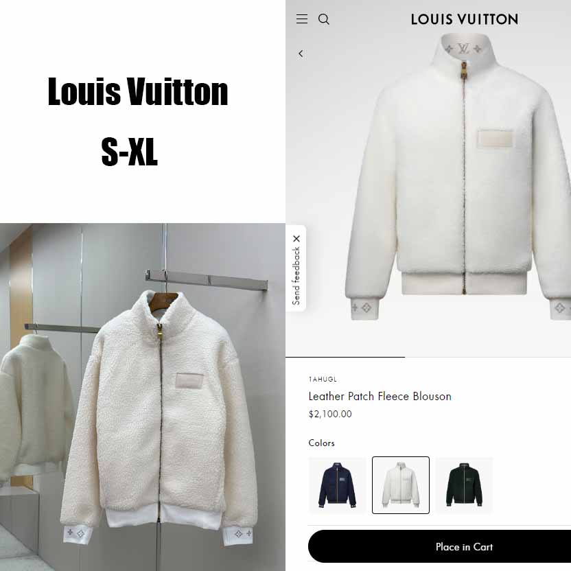 Louis Vuitton Leather Patch Fleece Blouson   1AHUGL - FashionPlug