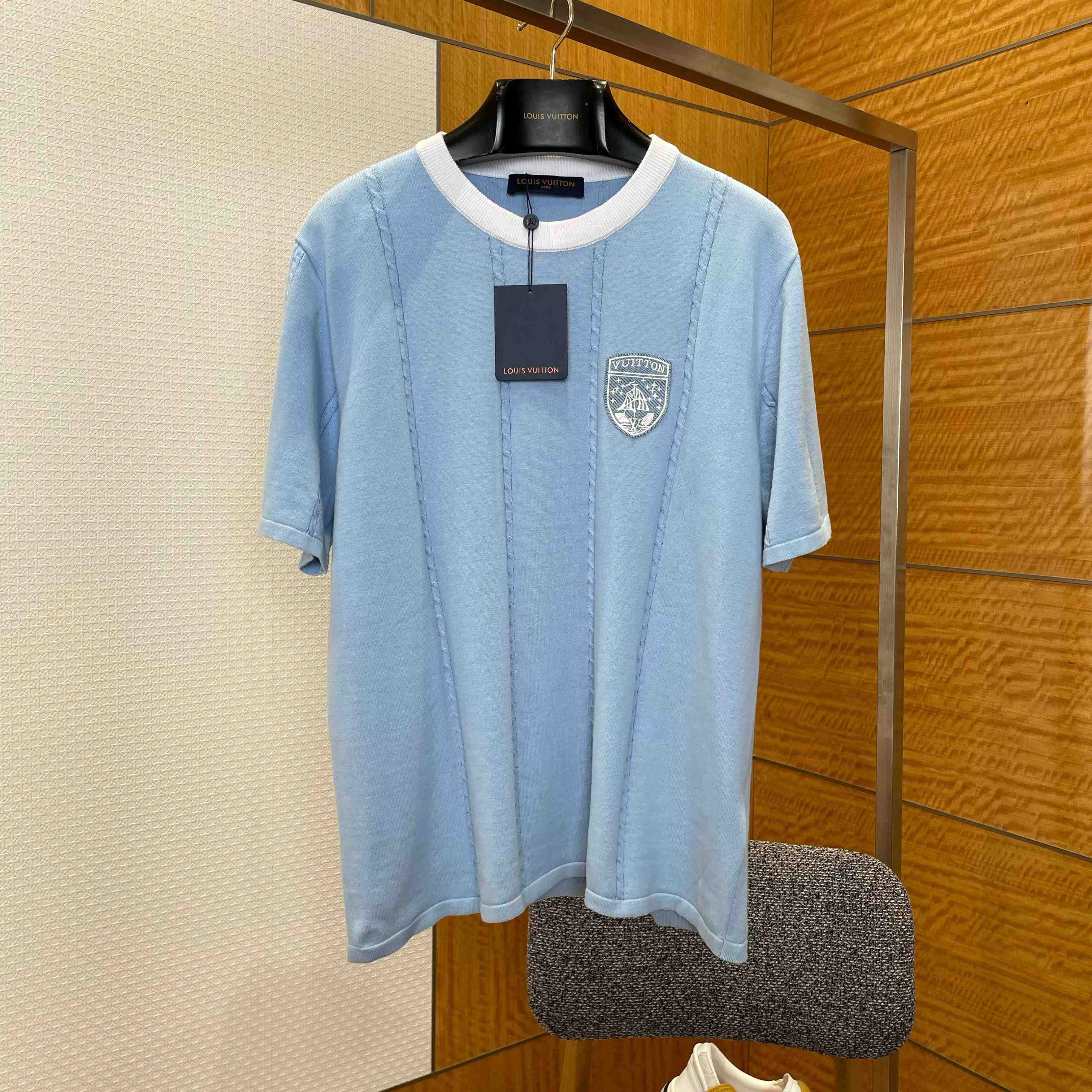 Louis Vuitton Silk-Cotton Short-Sleeved Crewneck   1AIJYJ - FashionPlug