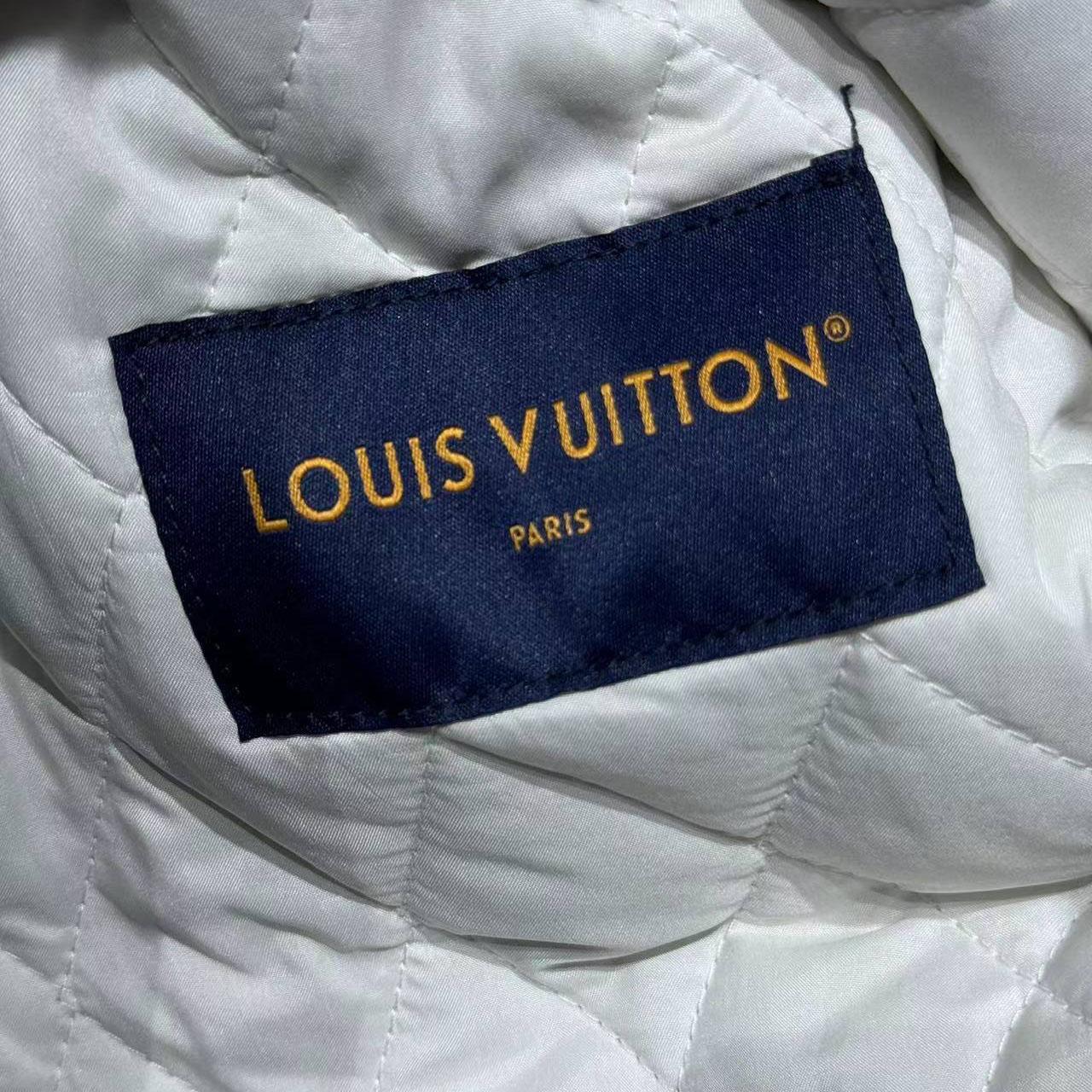 Louis Vuitton Upcycled Denim Varsity Jacket    - FashionPlug