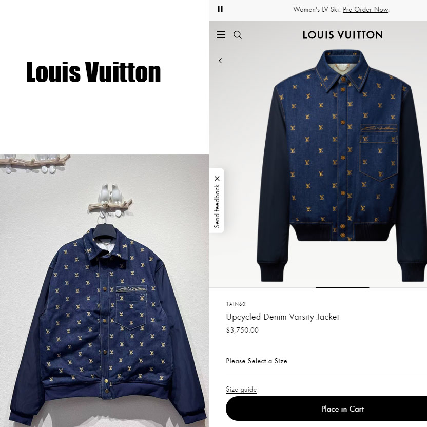 Louis Vuitton Upcycled Denim Varsity Jacket    - FashionPlug