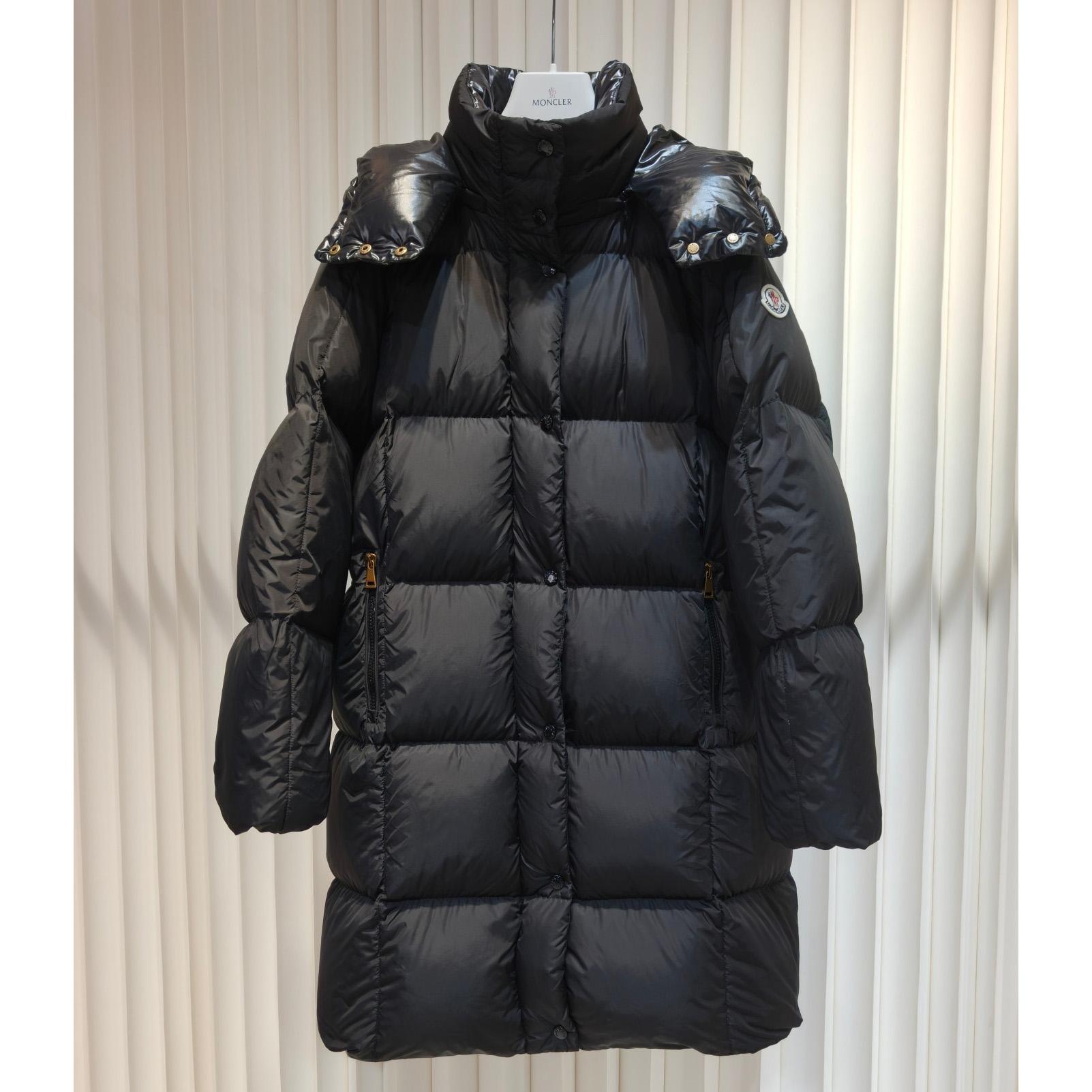 Moncler Litte Square-Quilted Hooded Long Down Jacket - FashionPlug
