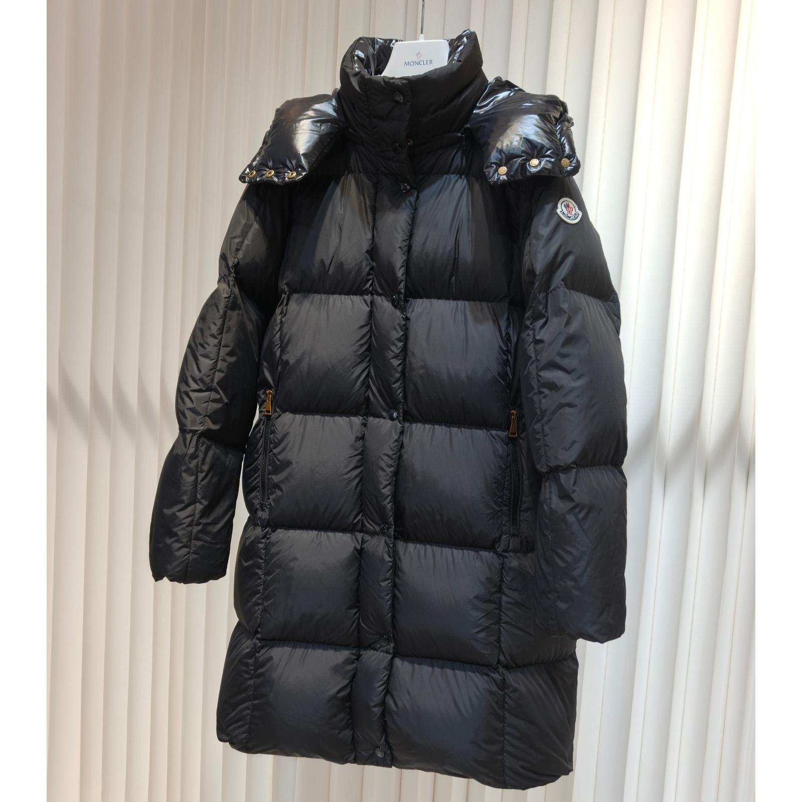 Moncler Litte Square-Quilted Hooded Long Down Jacket - FashionPlug