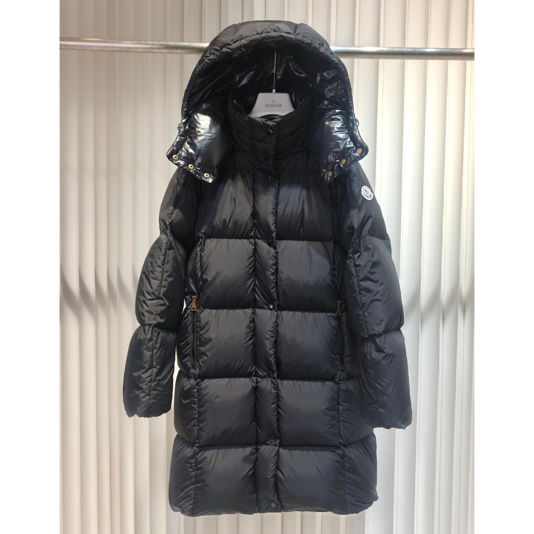 Moncler Litte Square-Quilted Hooded Long Down Jacket - FashionPlug