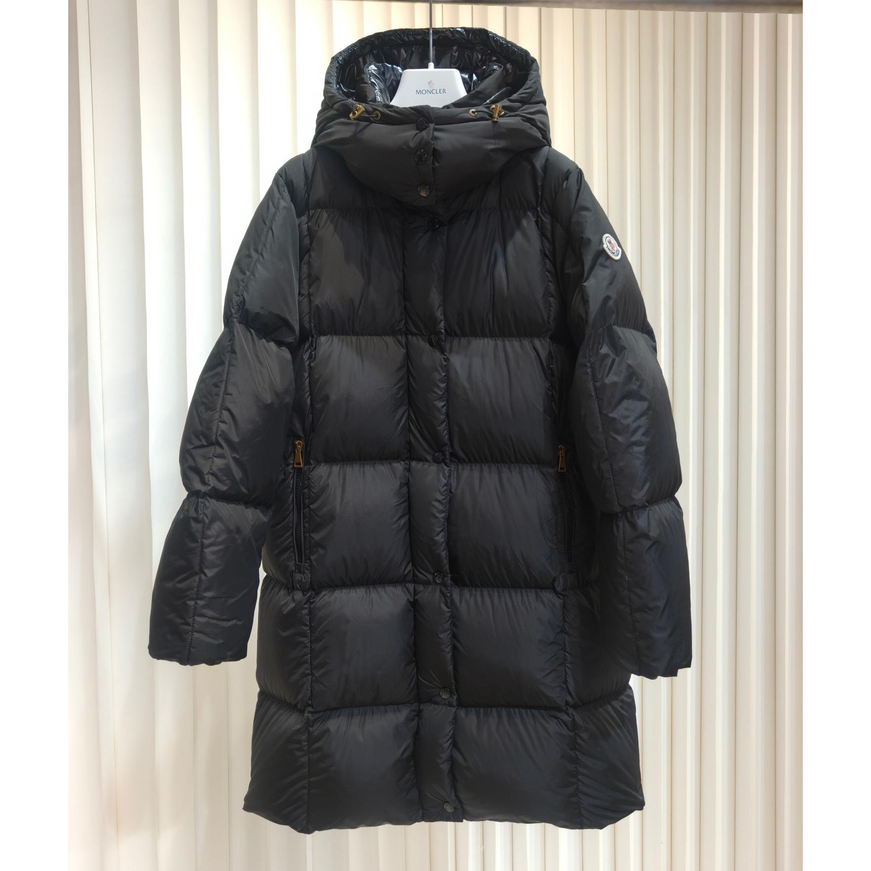 Moncler Litte Square-Quilted Hooded Long Down Jacket - FashionPlug