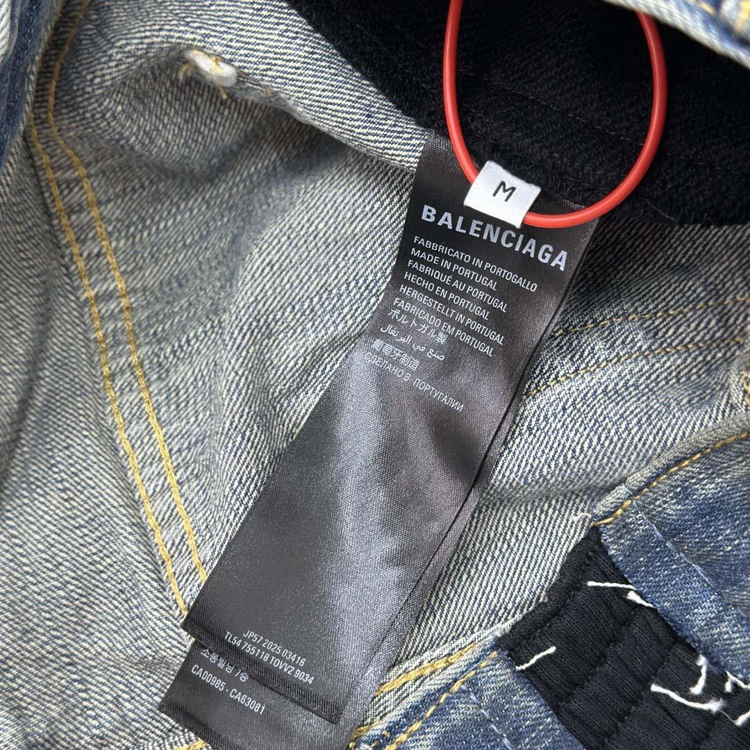 Balenciaga Cut-Up Tracksuit Pants In Blue Denim - FashionPlug