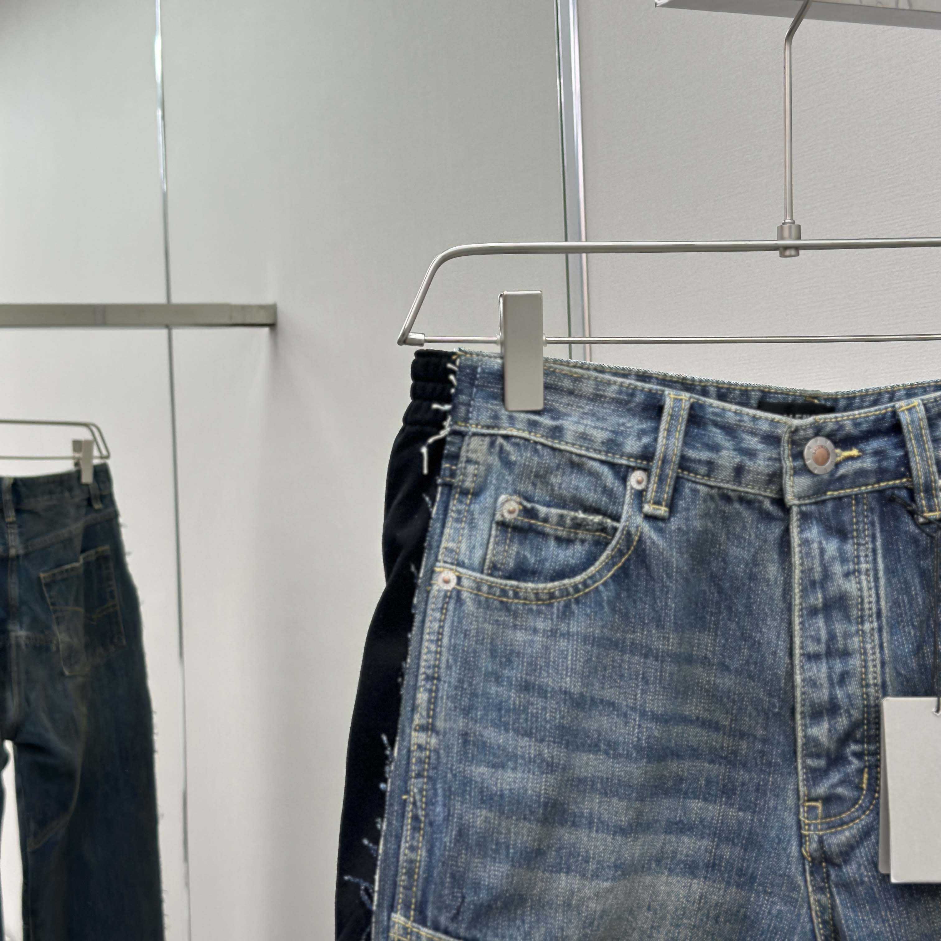 Balenciaga Cut-Up Tracksuit Pants In Blue Denim - FashionPlug