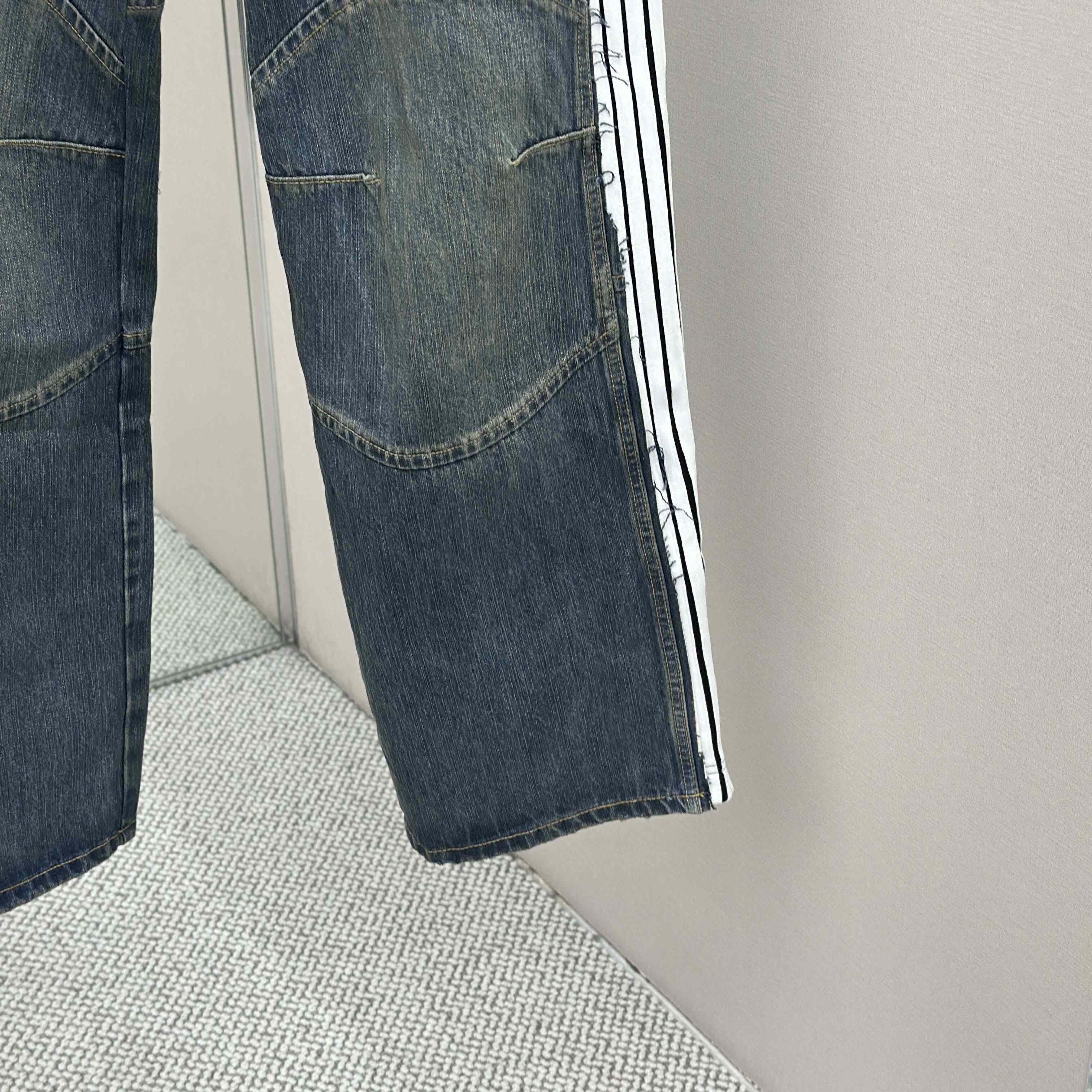 Balenciaga Cut-Up Tracksuit Pants In Blue Denim - FashionPlug