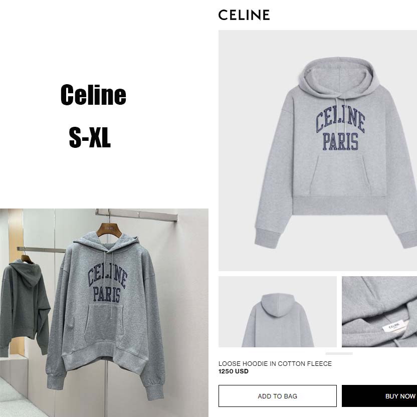 Celine Loose Hoodie In Cotton Fleece - FashionPlug