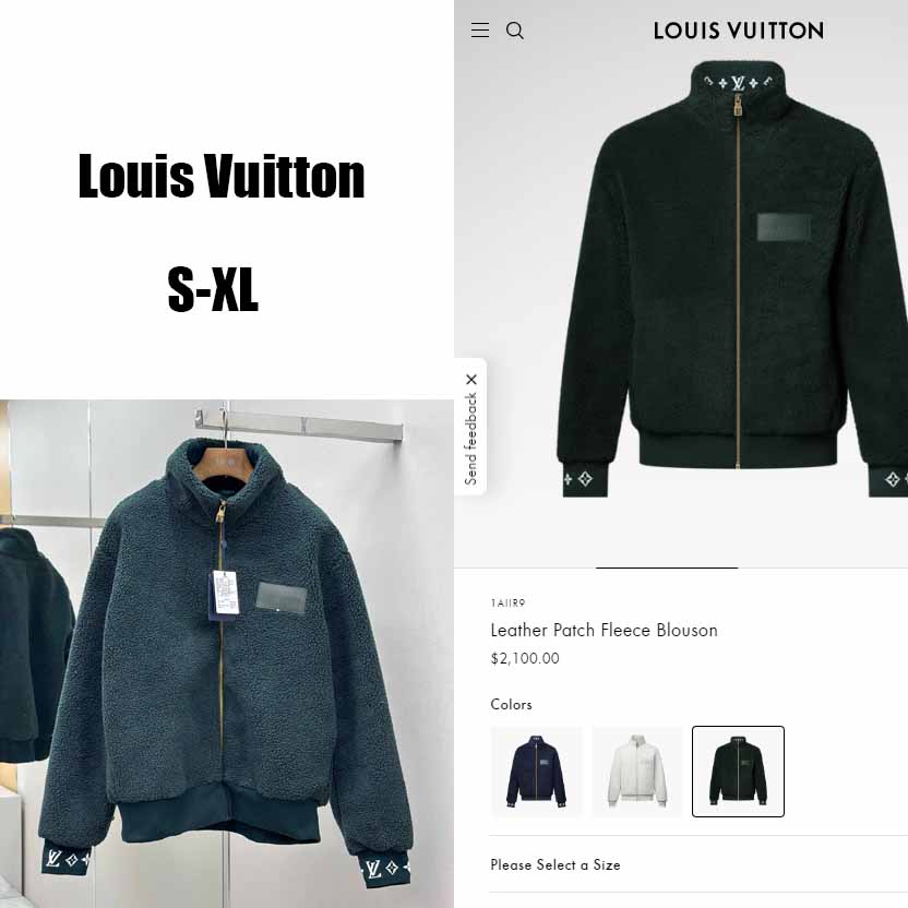 Louis Vuitton Leather Patch Fleece Blouson   1AIIR9 - FashionPlug