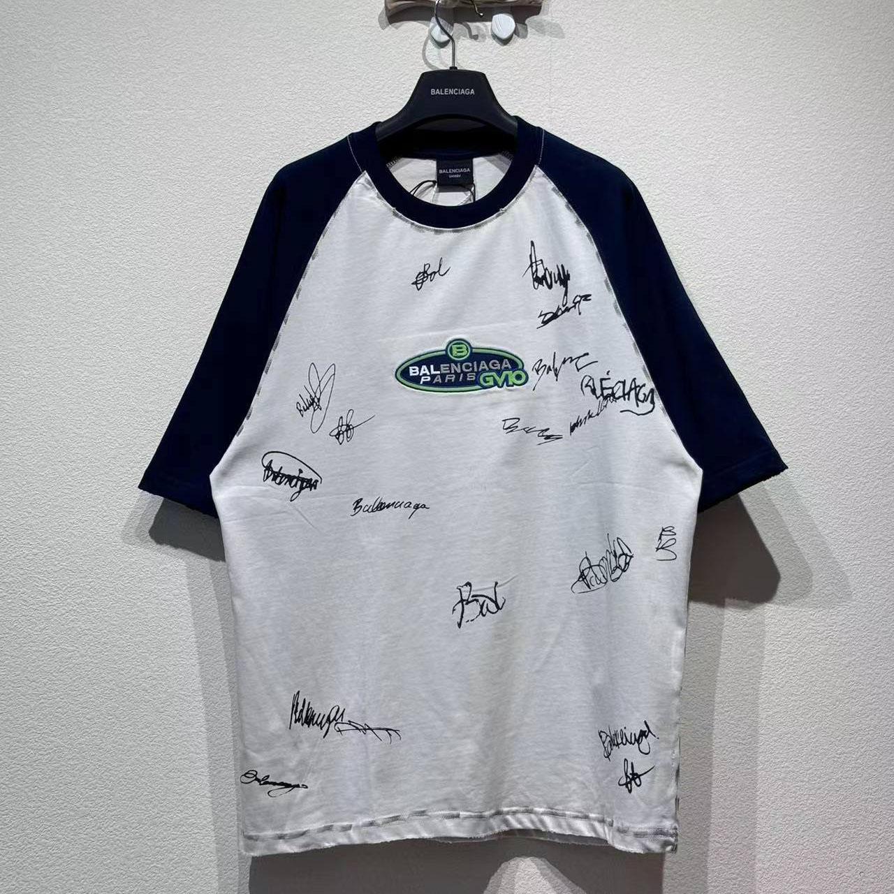 Balenciaga Banana Raglan Oversized T-Shirt In Dirty White And Blue Dry Jersey - FashionPlug
