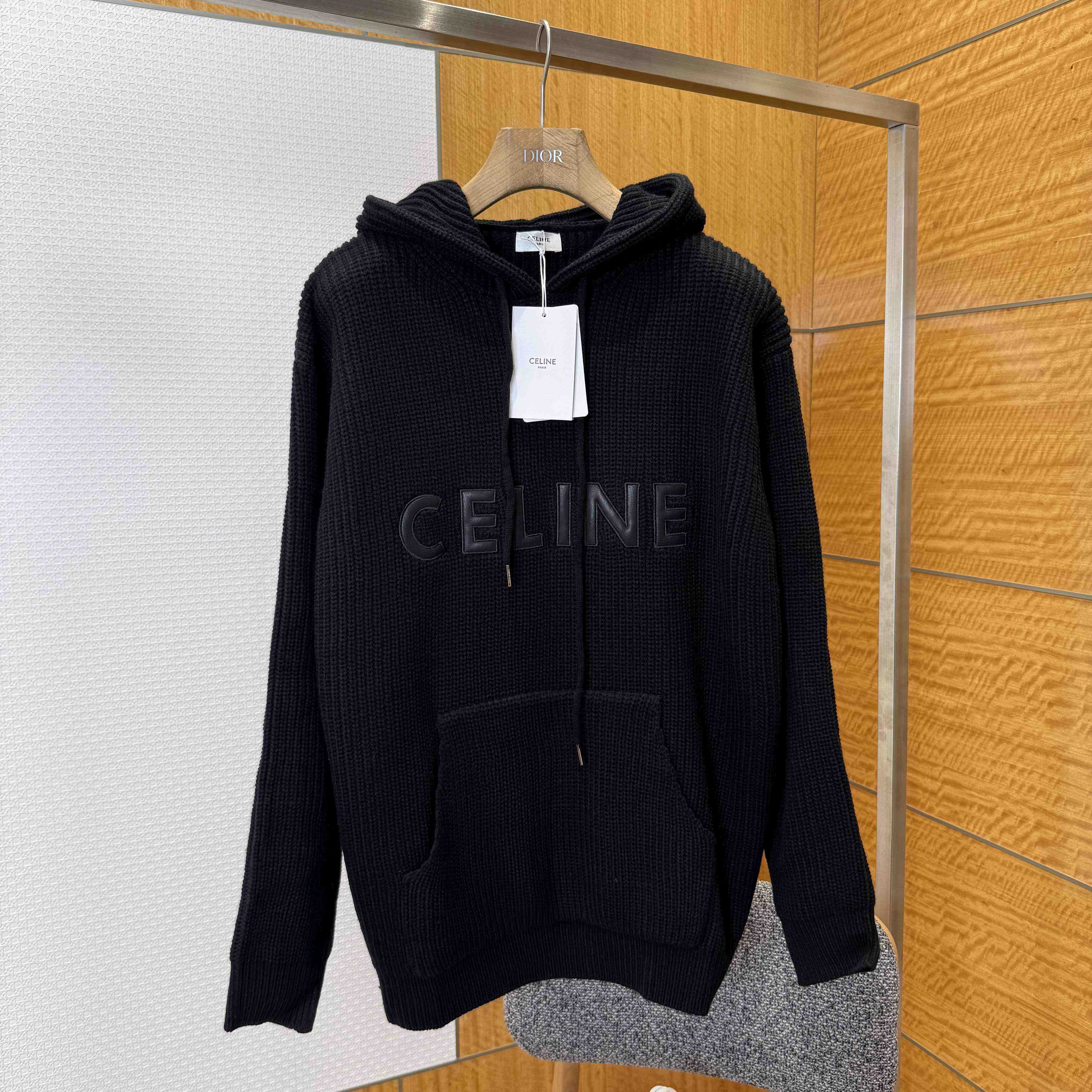 Celine Hooded Sweater In Monochromic Wool - FashionPlug