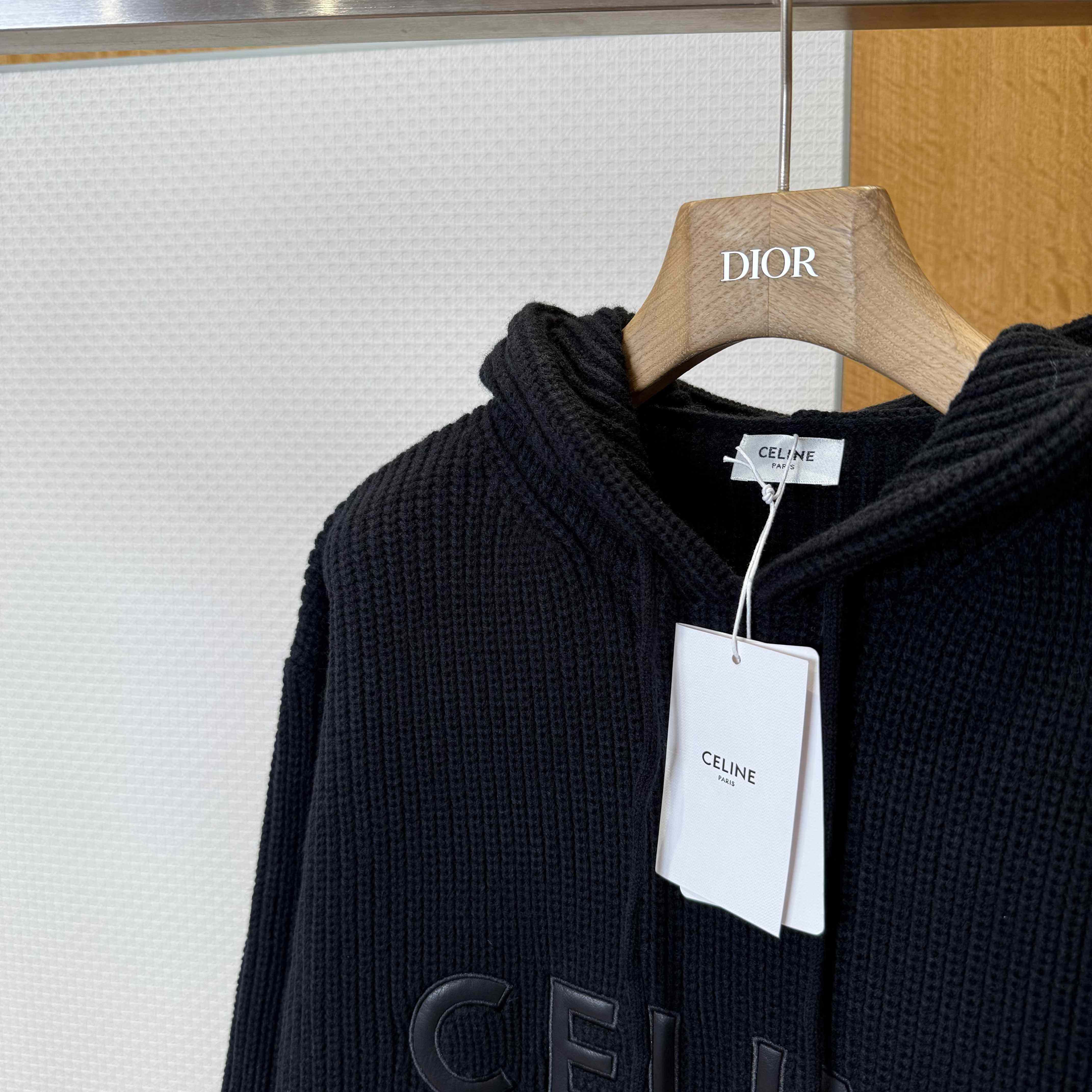 Celine Hooded Sweater In Monochromic Wool - FashionPlug