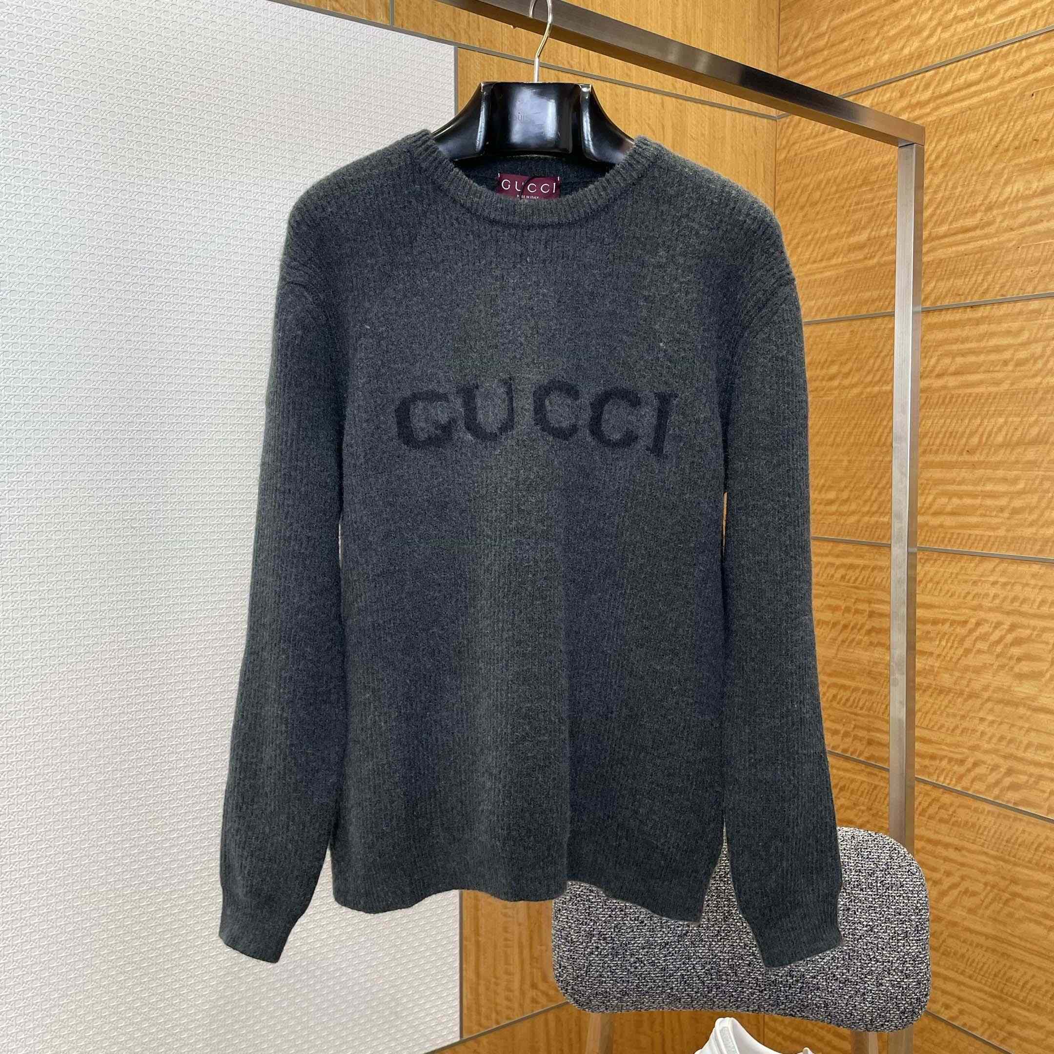 Gucci Wool Cashmere Rib Knit Sweater - FashionPlug