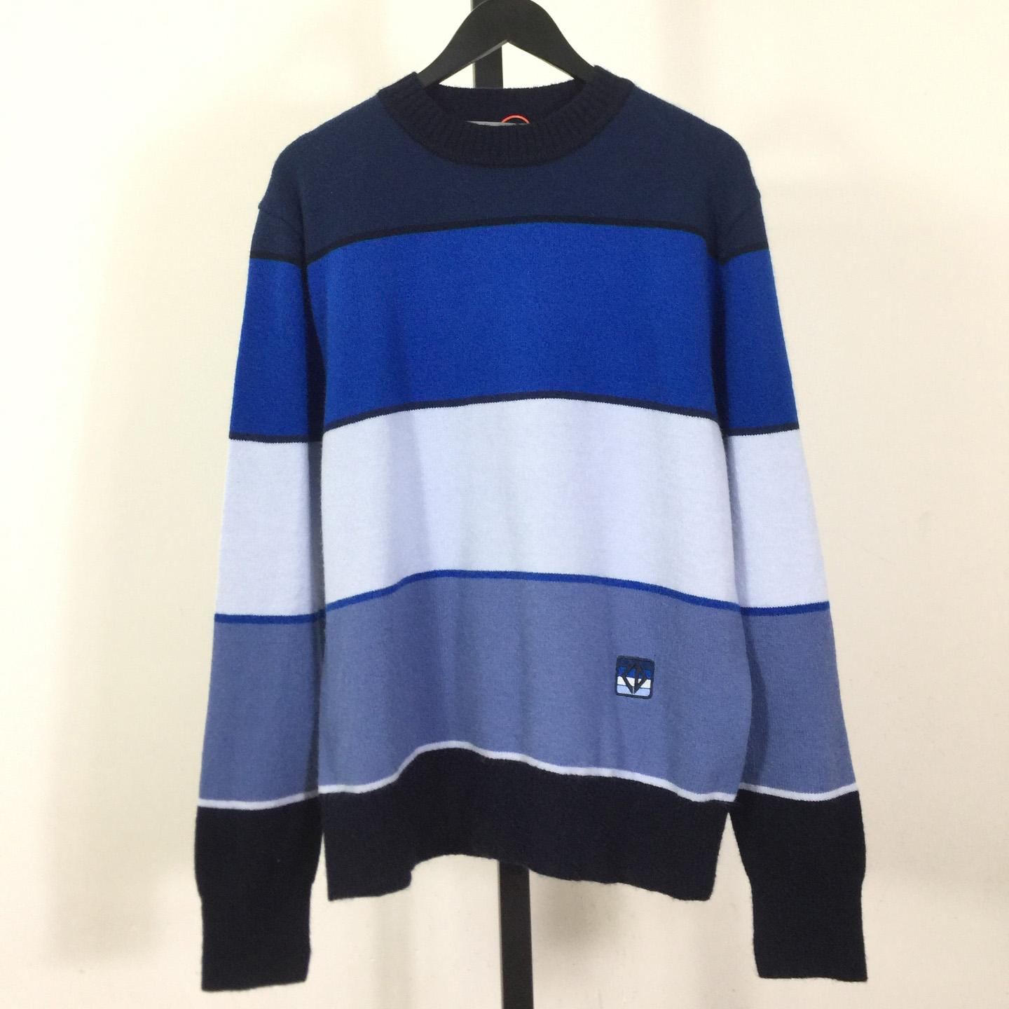 Dior CD Diamond Sweater Blue Cashmere and Cotton Jersey - FashionPlug