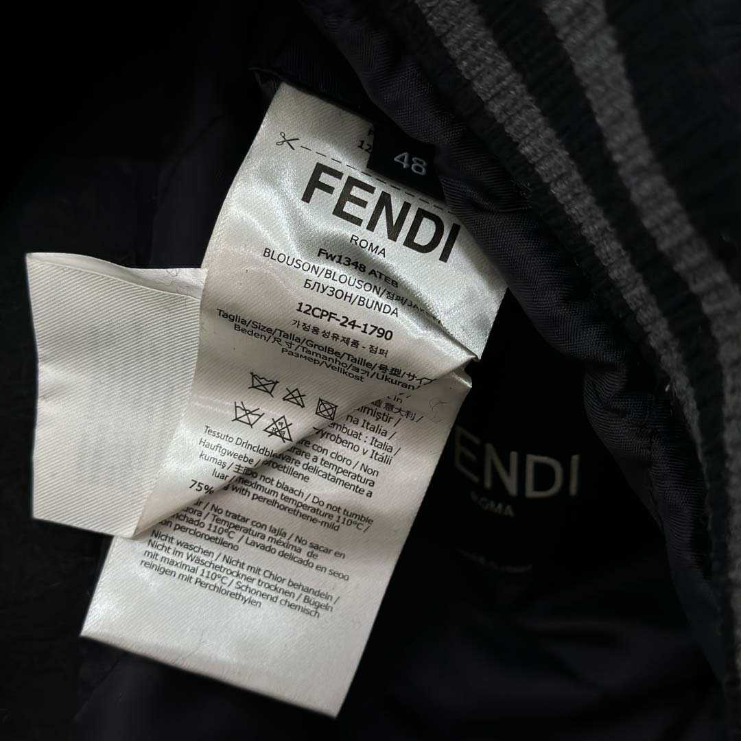 Fendi Black Wool Bomber Jacket - FashionPlug