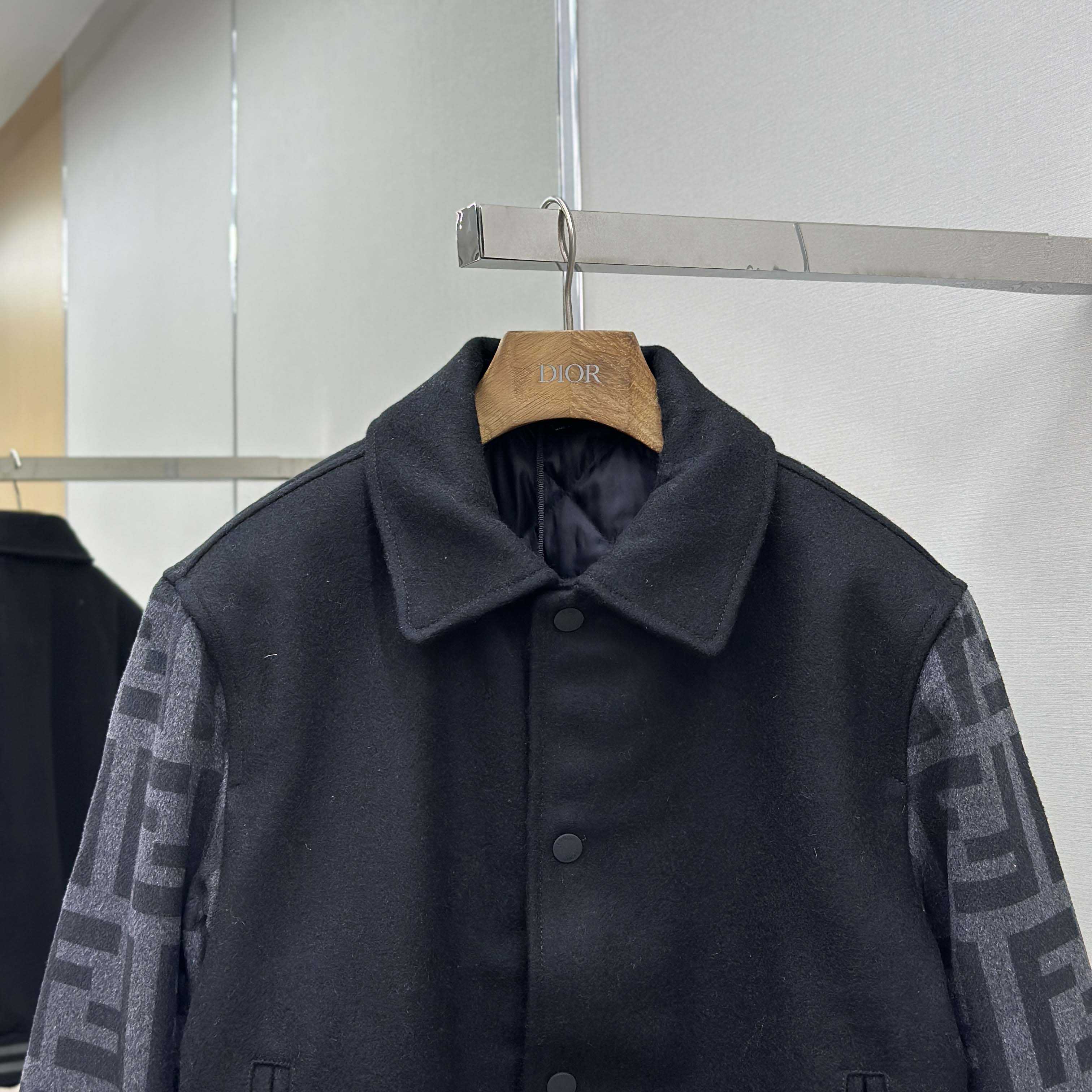 Fendi Black Wool Bomber Jacket - FashionPlug