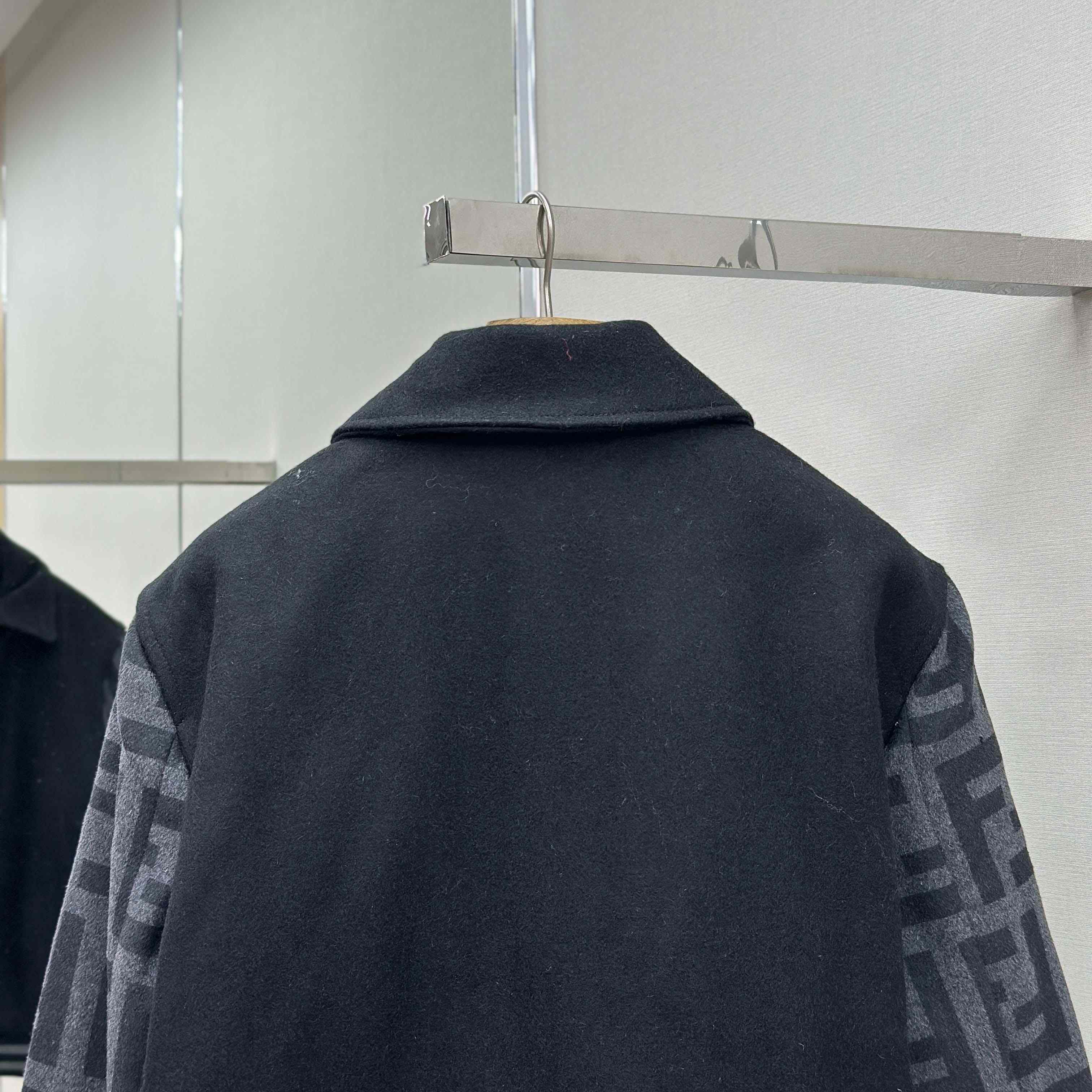 Fendi Black Wool Bomber Jacket - FashionPlug