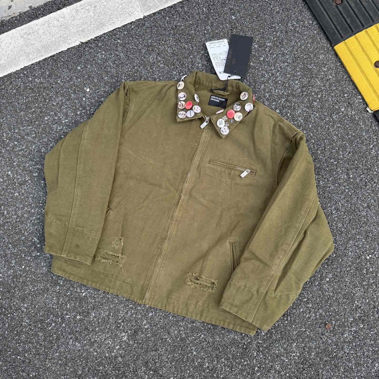Enfants Riches Deprimes Army Green Old Collar Jacket  - FashionPlug