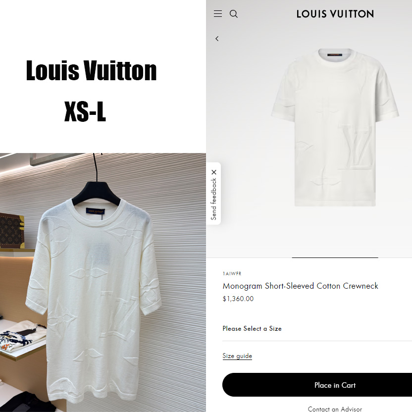 Louis Vuitton Monogram Short-Sleeved Cotton Crewneck   1AIWFR - FashionPlug