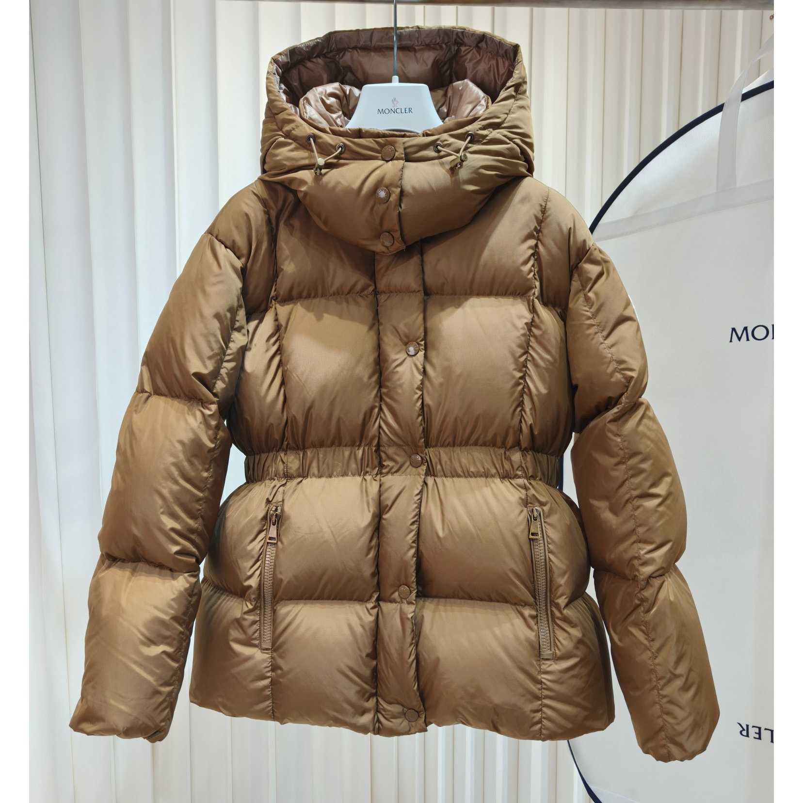 Moncler Agneux Square-Quilted Hooded Short Down Jacket - FashionPlug