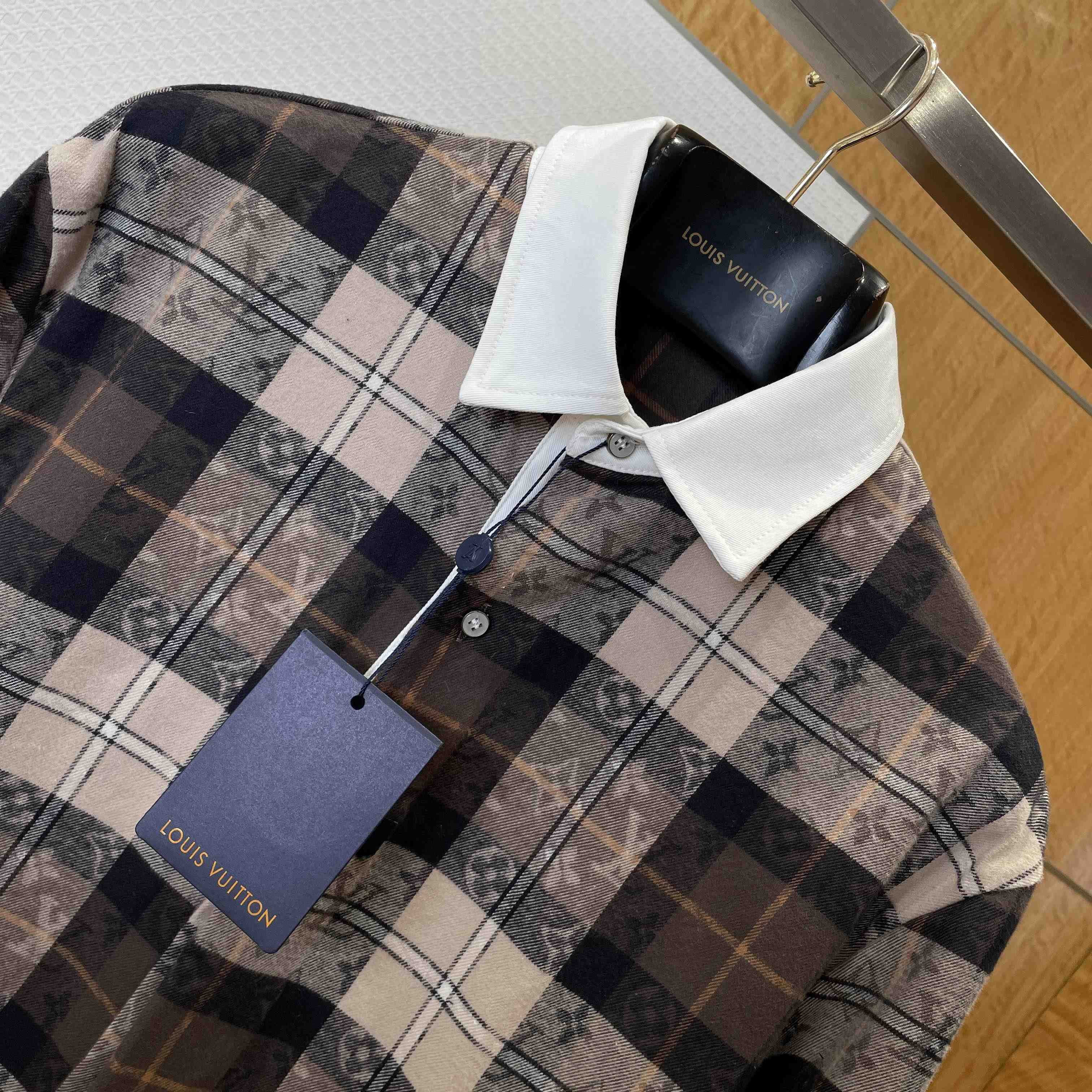 Louis Vuitton Monogram Flannel Long-Sleeved Polo Shirt   1AIKAJ - FashionPlug