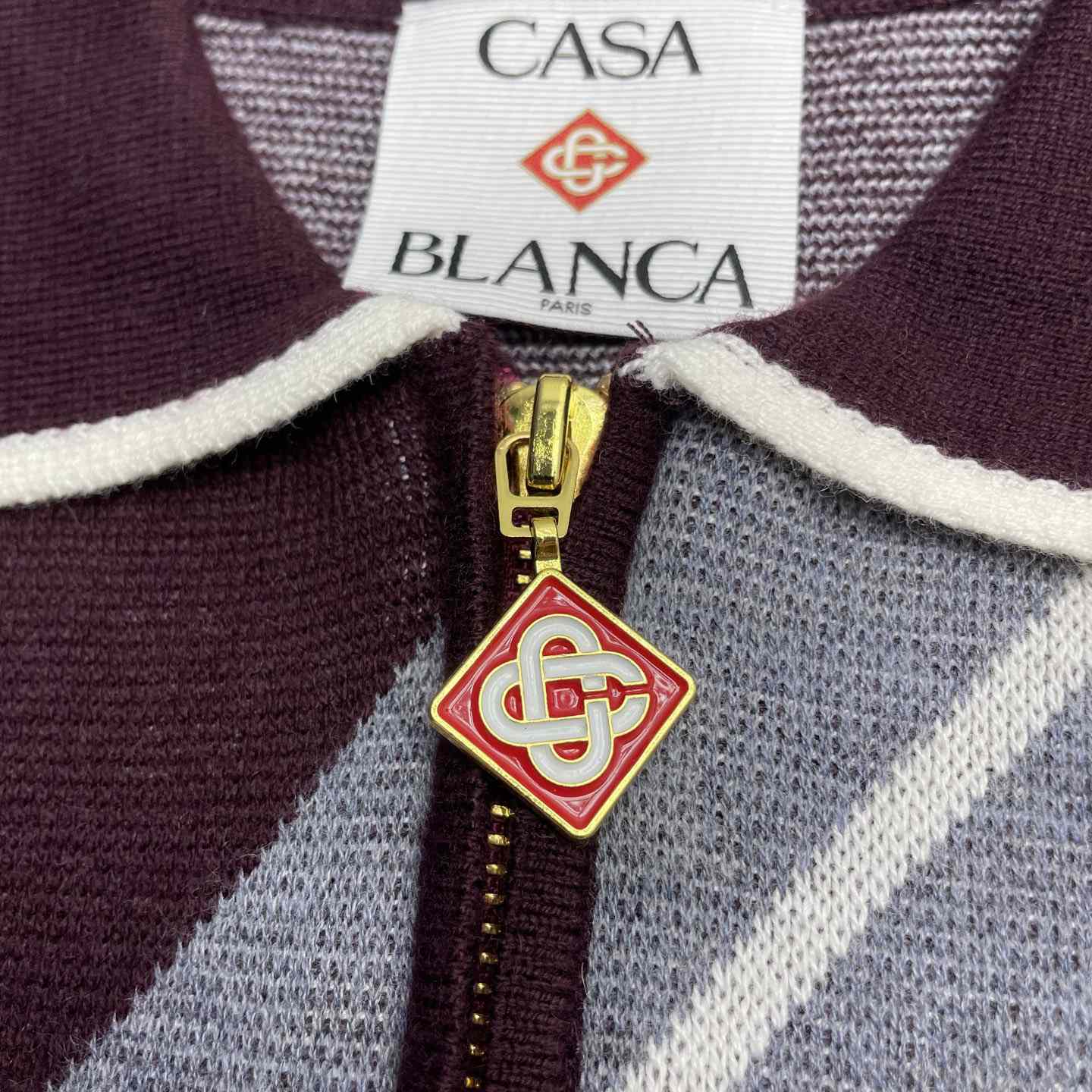 Casablanca Merino Diagonal Tennis Polo   Z6025 - FashionPlug