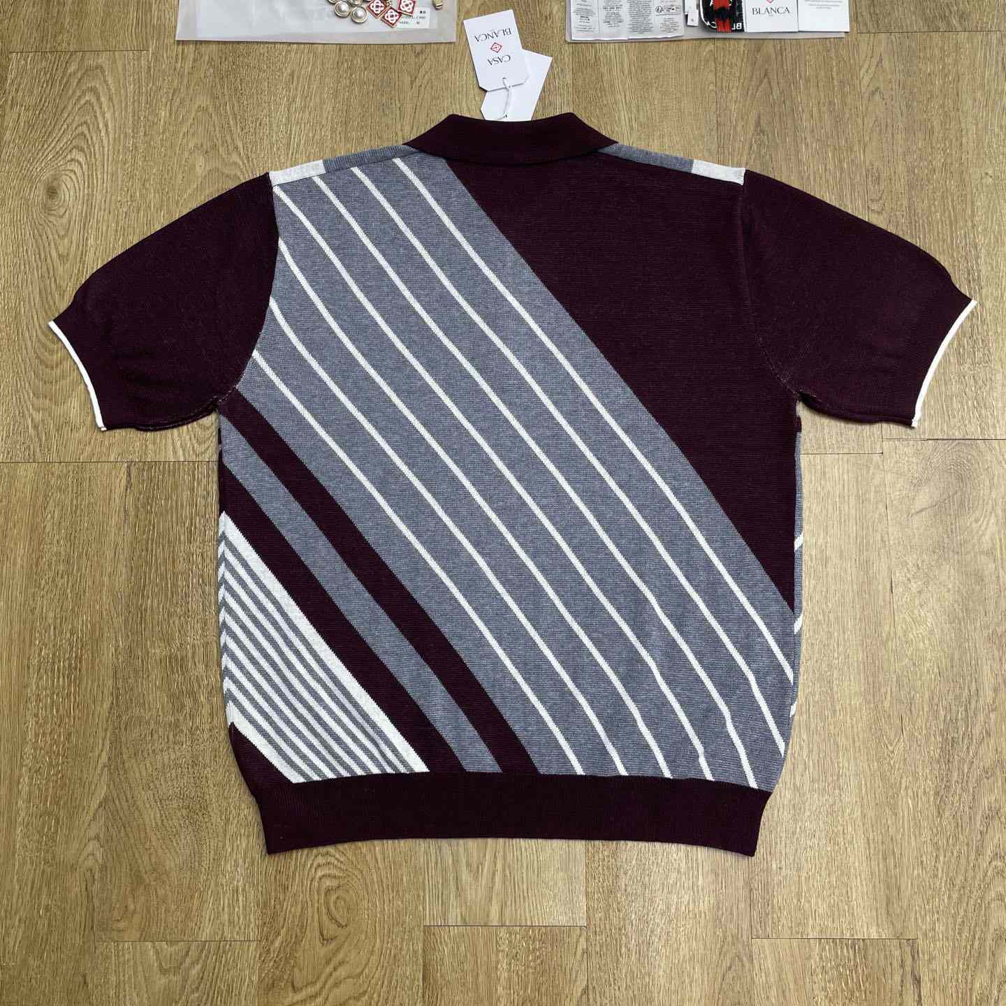 Casablanca Merino Diagonal Tennis Polo   Z6025 - FashionPlug