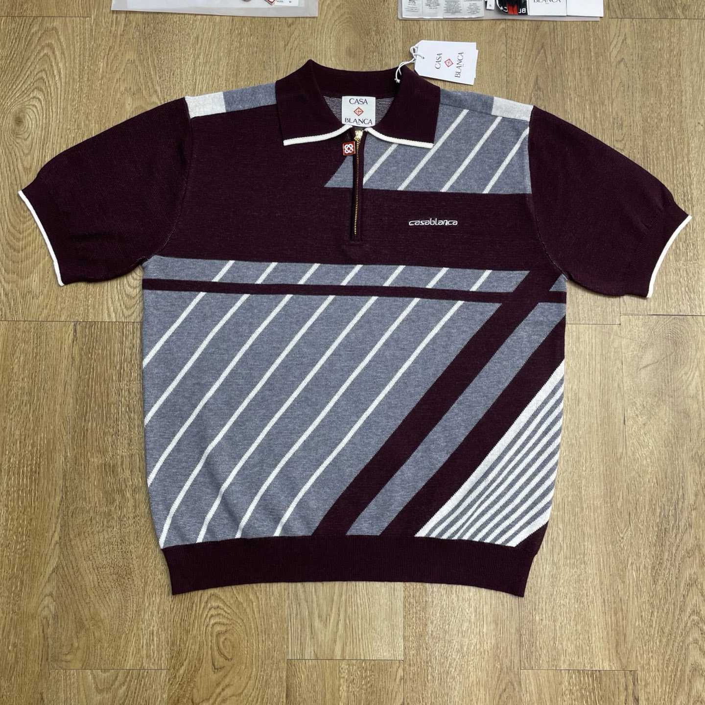 Casablanca Merino Diagonal Tennis Polo   Z6025 - FashionPlug