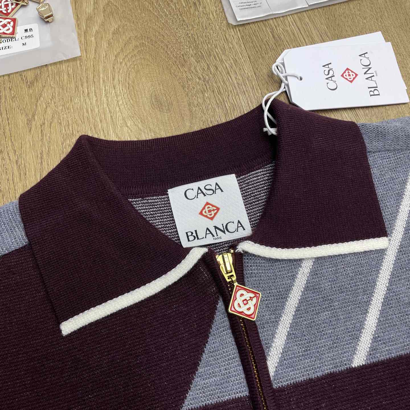 Casablanca Merino Diagonal Tennis Polo   Z6025 - FashionPlug