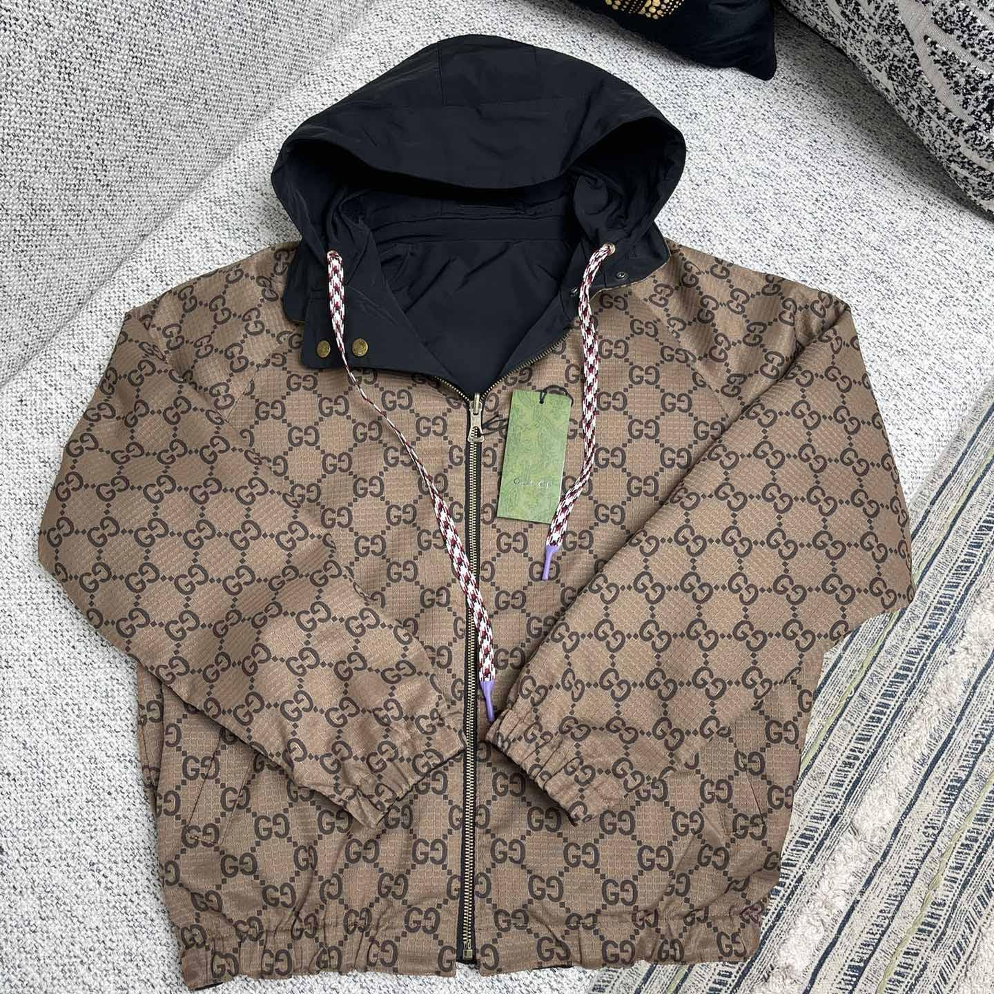 Gucci Reversible Monogrammed Shell Hooded Jacket - FashionPlug