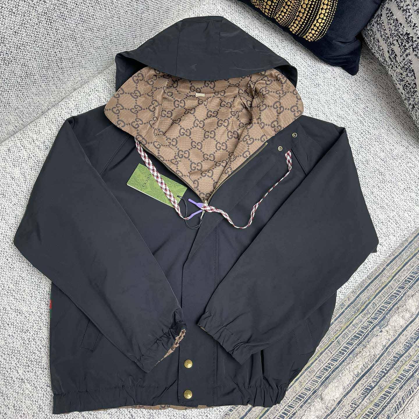 Gucci Reversible Monogrammed Shell Hooded Jacket - FashionPlug