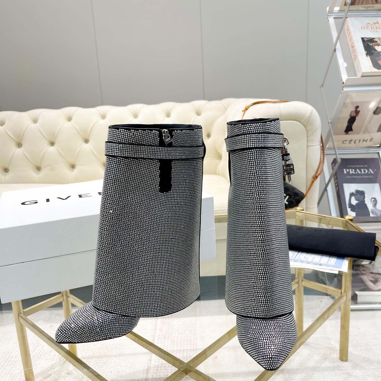 Givenchy Shark Lock Leather Knee-high Boots - FashionPlug